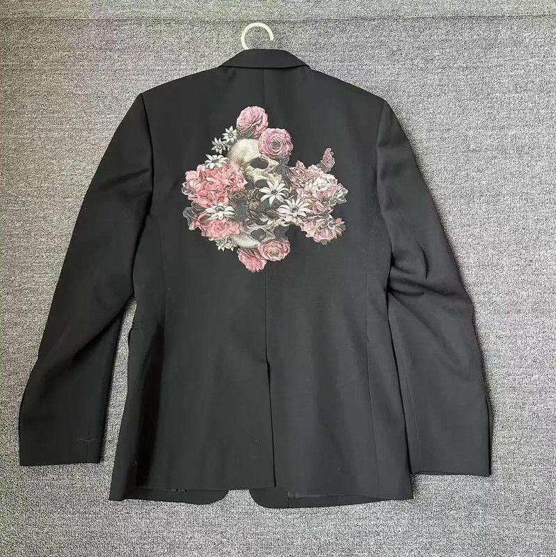 Dior Dior Floral Skull Black Wool Men's Outerwear 0089 Size US M / EU 48-50 / 2 - 1 Thumbnail