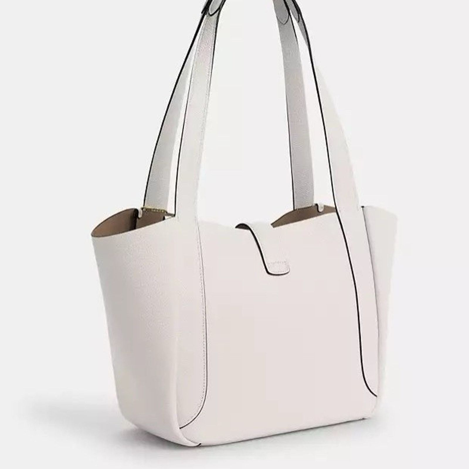 Coach NWT Coach Hadley Turnlock Tote Bag Leather CAL17 Gold/Chalk Size ONE SIZE - 7 Thumbnail