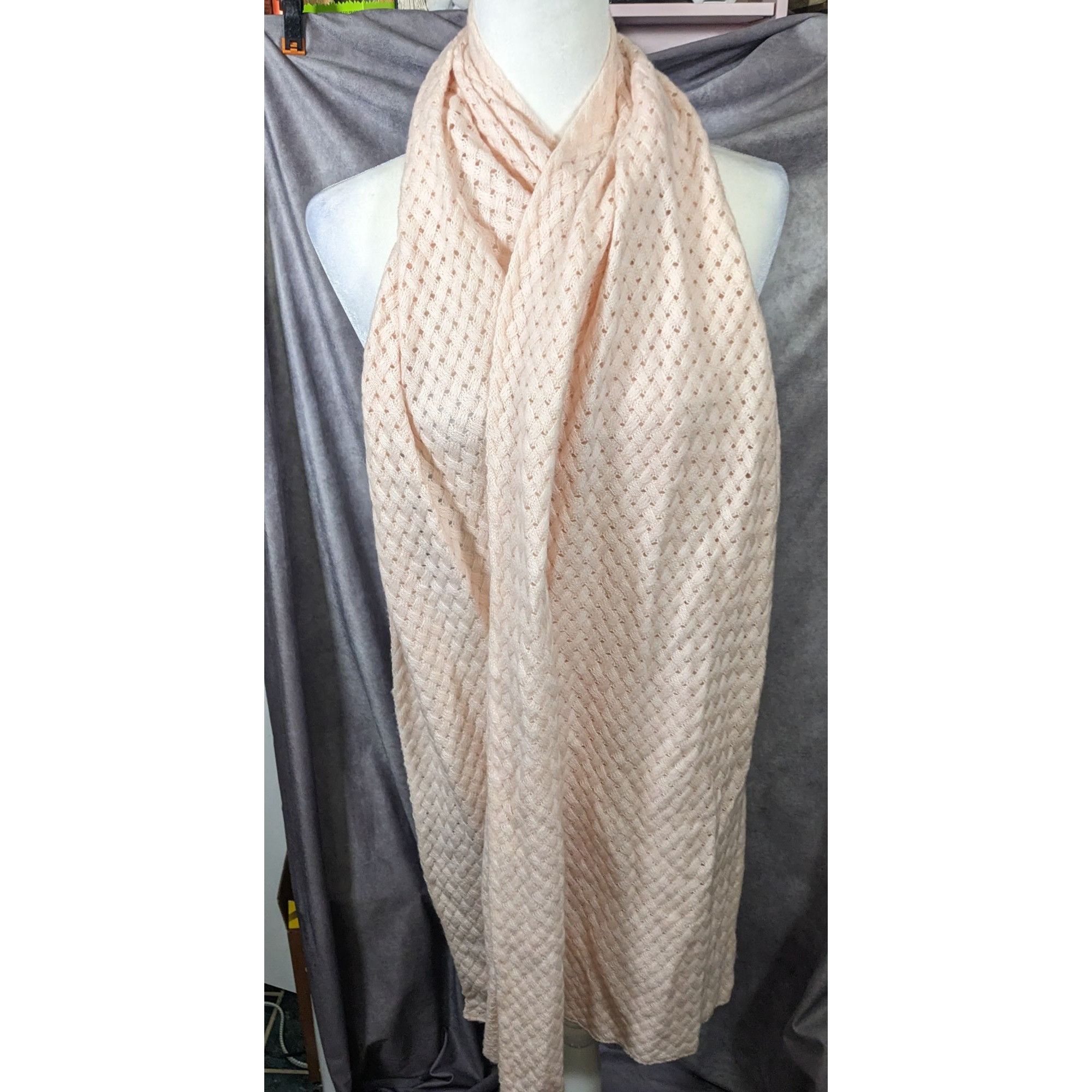 J.Crew Preppy J.Crew Pale Peach Braided Knit Wool Scarf Size ONE SIZE - 7 Thumbnail