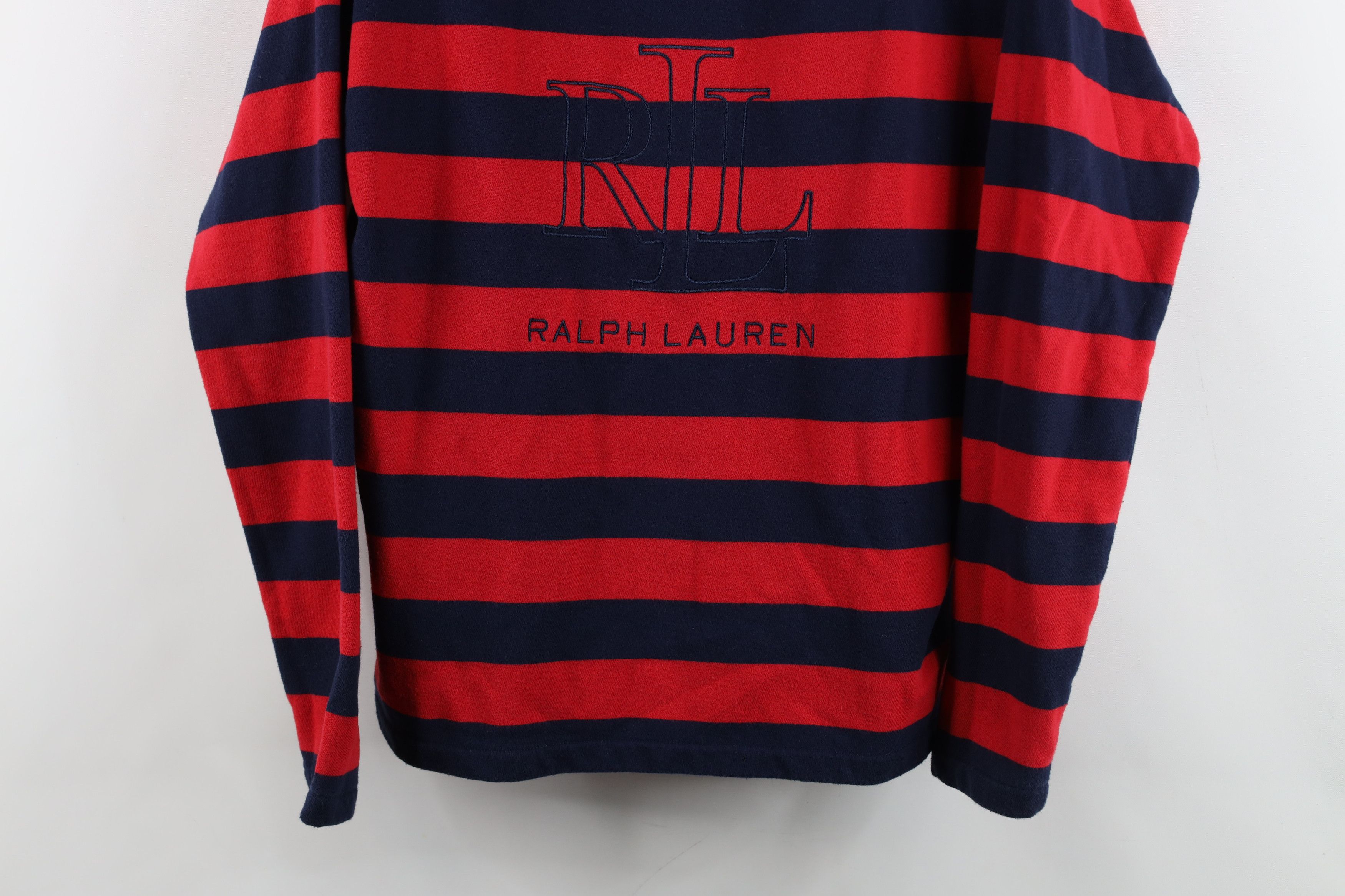 Ralph Lauren Vintage 90s Ralph Lauren Spell Out Striped Sweatshirt Red Size M / US 6-8 / IT 42-44 - 3 Thumbnail