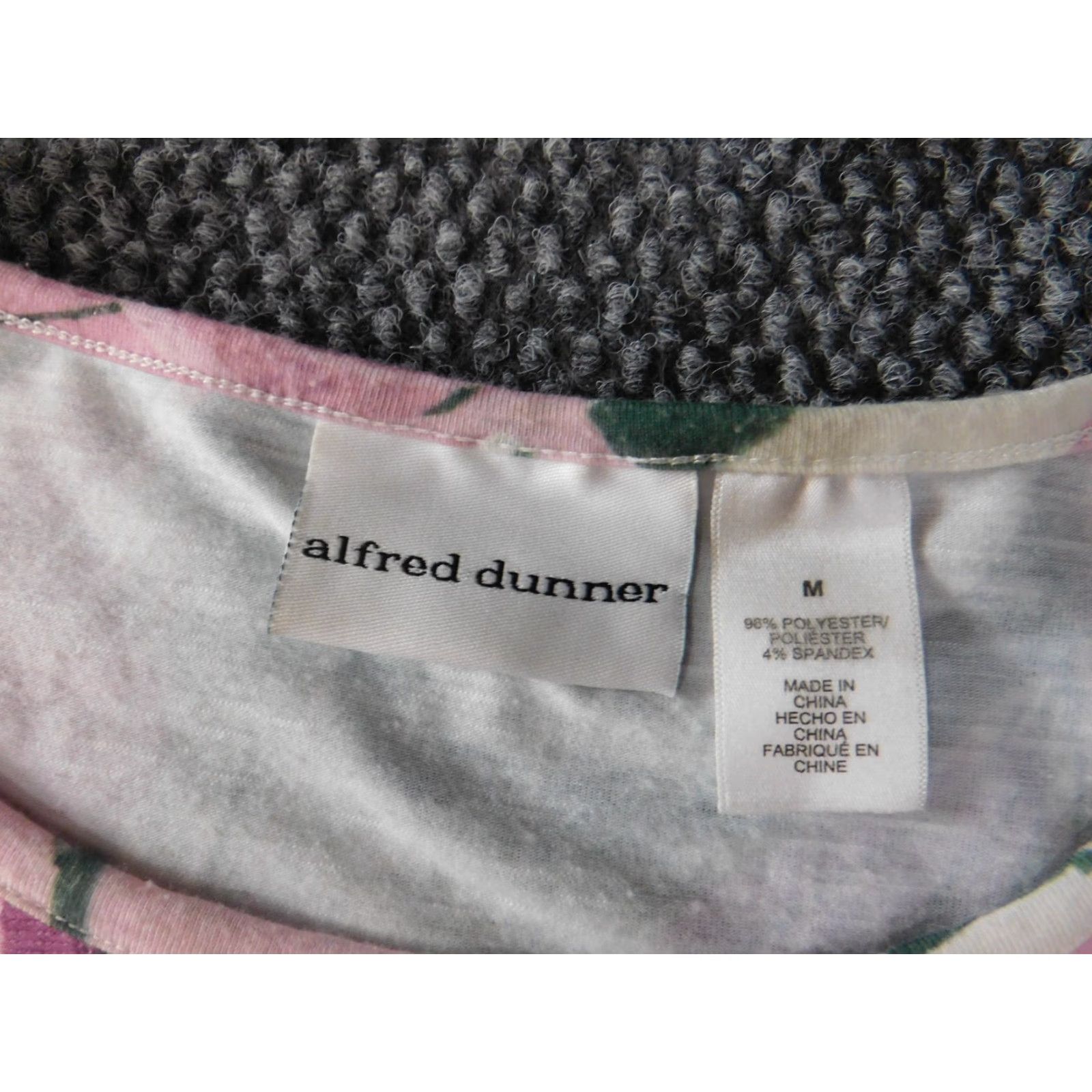 Vintage Alfred Dunner Blouse Womens M Purple Floral Long Sleeve Pullover Round Neck Casual Sheer Rayon Polyester Spandex Designer Regular Size M / US 6-8 / IT 42-44 - 4 Thumbnail