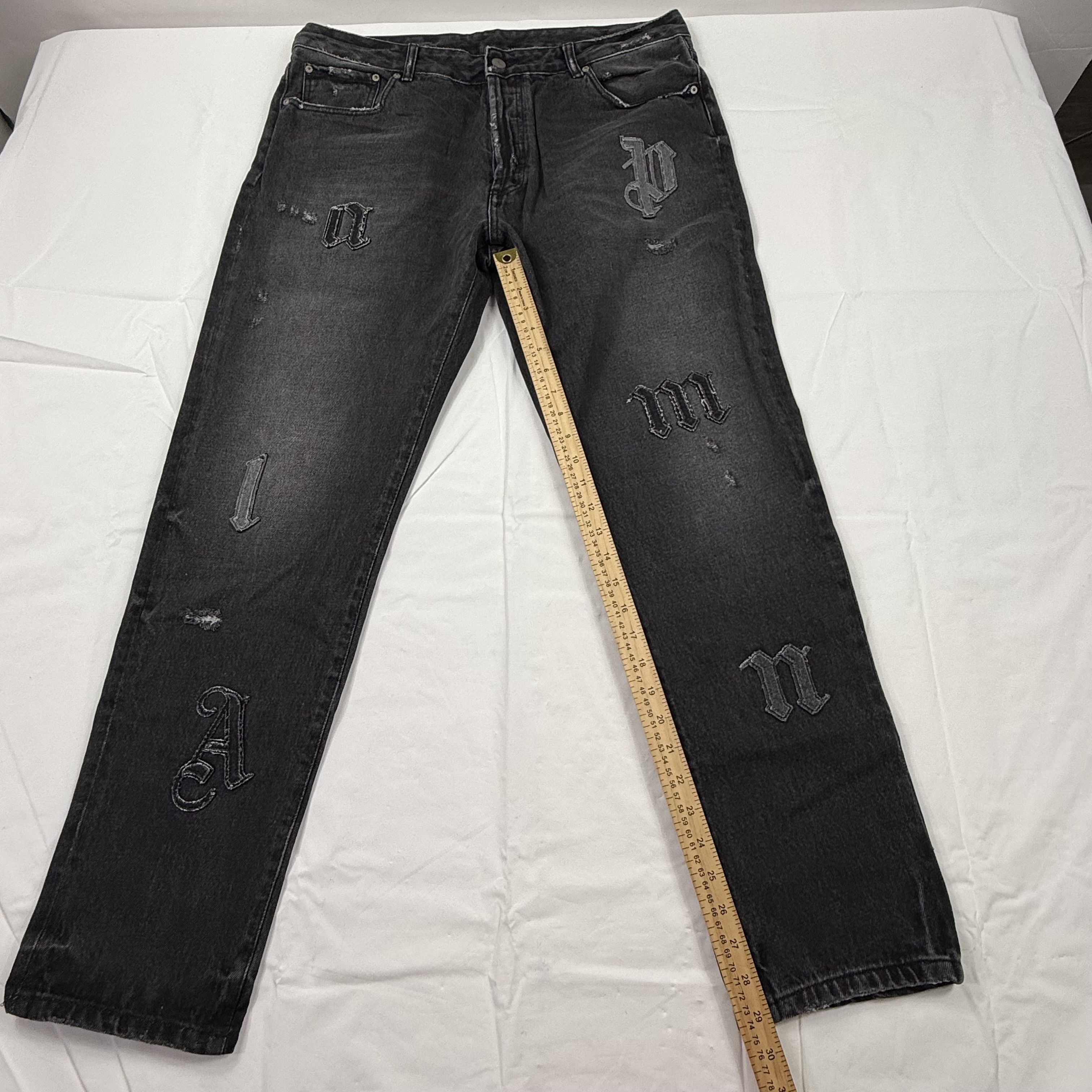 Palm Angels Palm Angels Mens Logo Patches Regular Fit Jeans Black Sz 38 Size US 38 / EU 54 - 3 Thumbnail