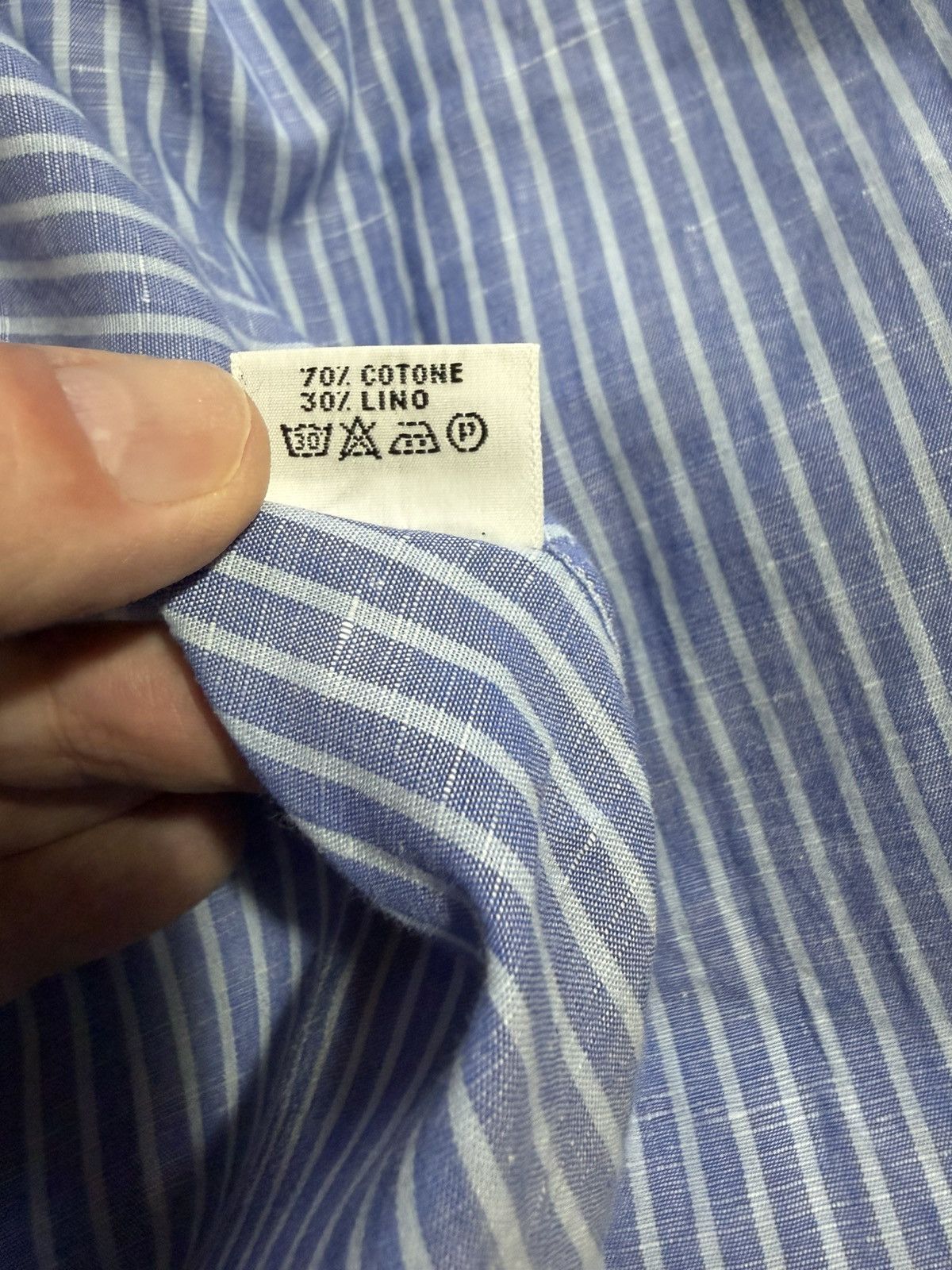 Cesare Attolini Cesare Attolini Blue Stripped linen Shirt Size US L / EU 52-54 / 3 - 6 Thumbnail