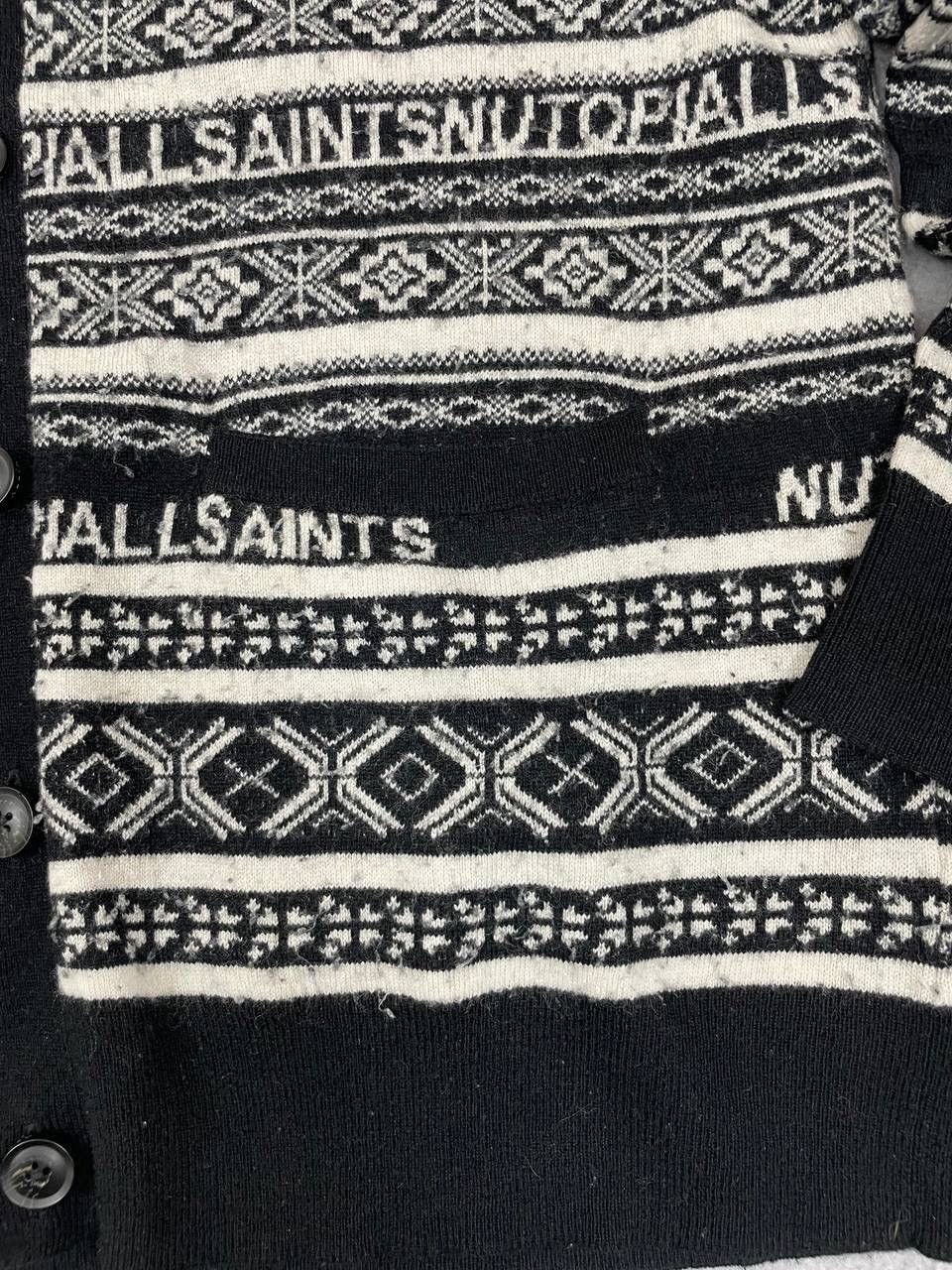 Allsaints AllSaints Men Knit Cardigan Black White Pattern Sweater Size US XS / EU 42 / 0 - 3 Thumbnail