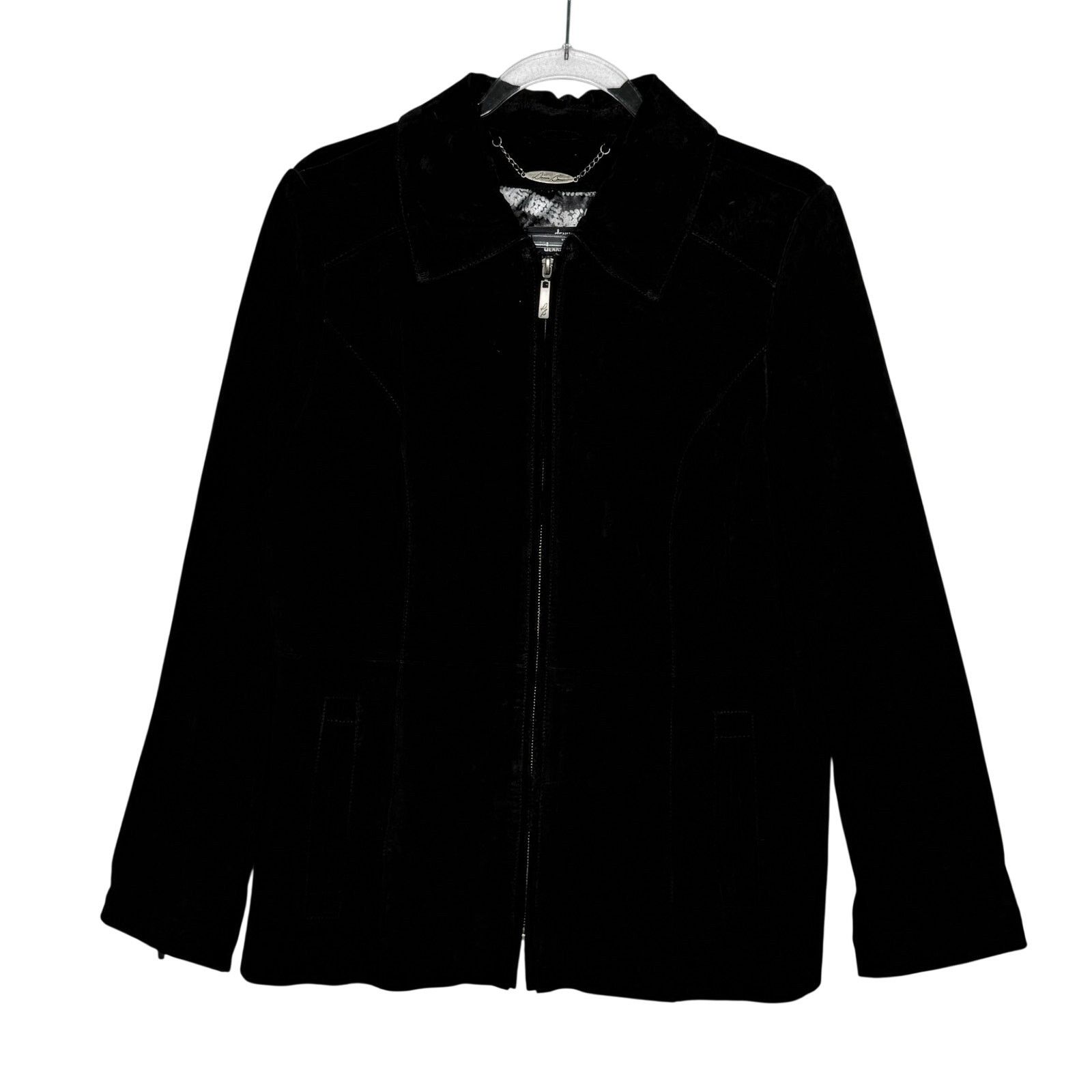 Vintage Y2K Dennis Basso Washable Black Suede Leather Jacket Medium Size M / US 6-8 / IT 42-44 - 4 Thumbnail
