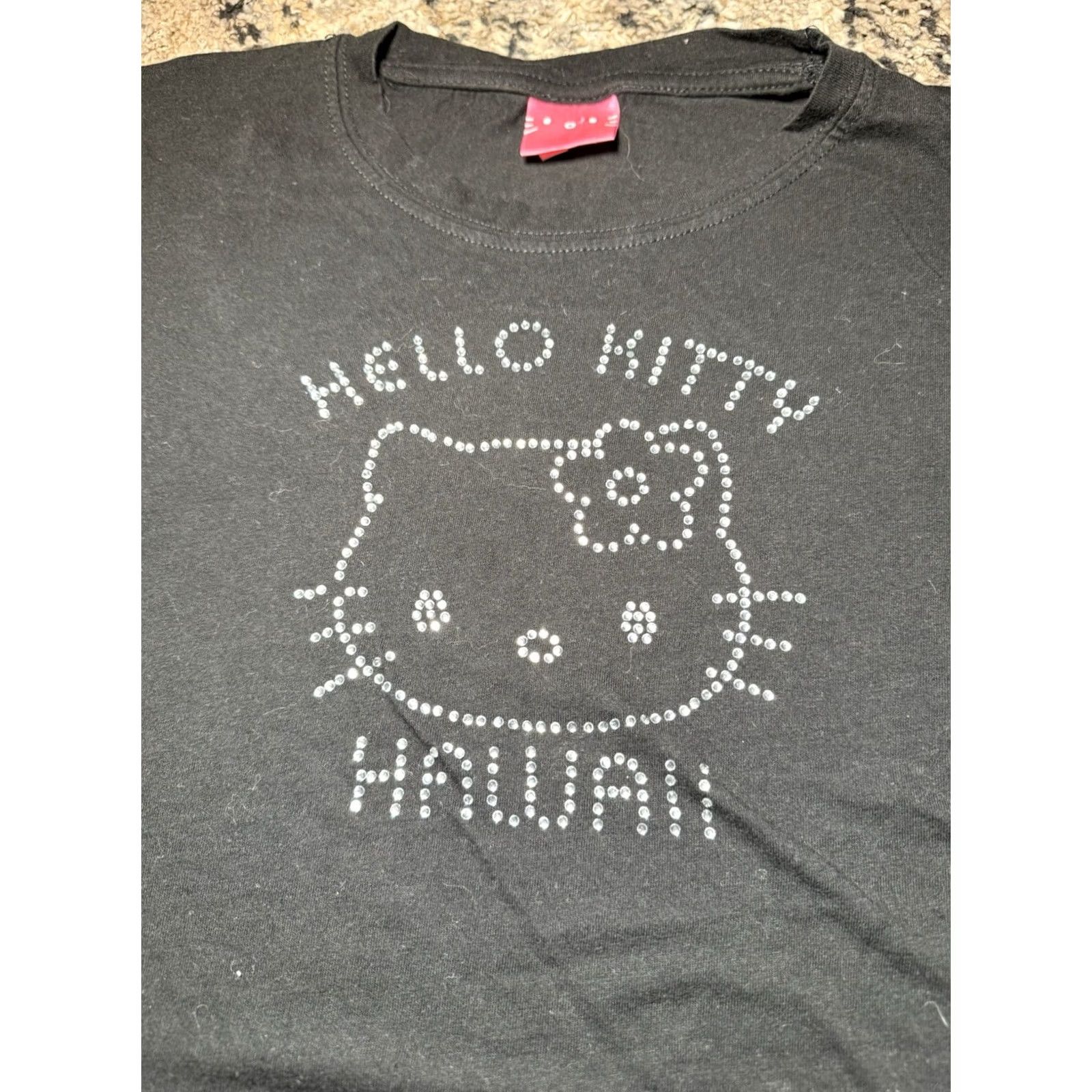 Vintage VINTAGE Hello Kitty Hawaii Black Rhinestones T-shirt Sanrio L Womens 1990s Black Cotton Mexico Size L / US 10 / IT 46 - 3 Thumbnail