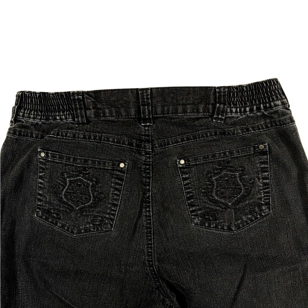 Vintage European Black Rhinestone/ Embroidered Jeans(US 10) (US 32) Size US 32 / EU 48 - 1 Thumbnail