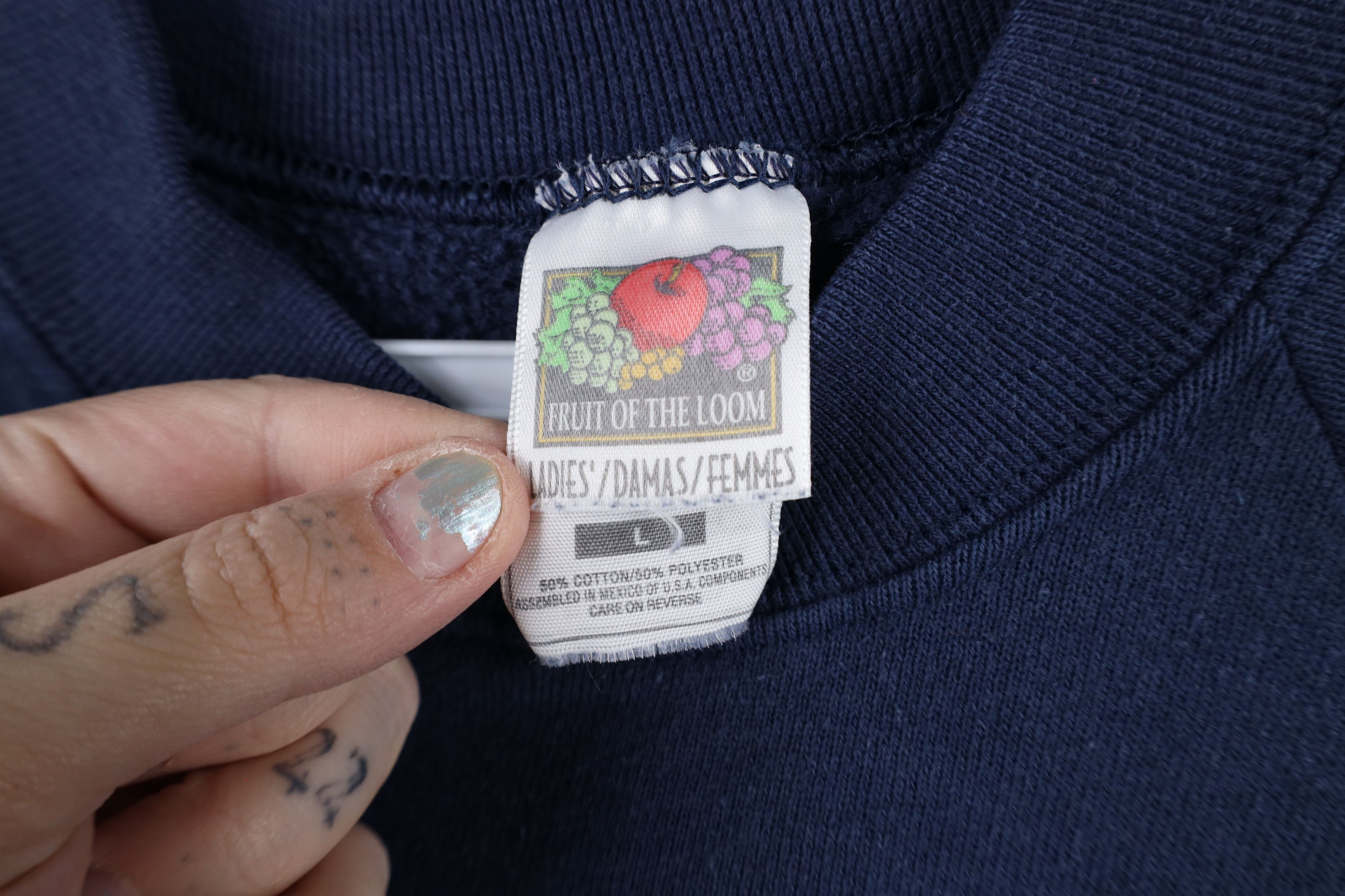Vintage Vintage 90s Streetwear Blank Crewneck Sweatshirt Navy Blue Size L / US 10 / IT 46 - 4 Thumbnail