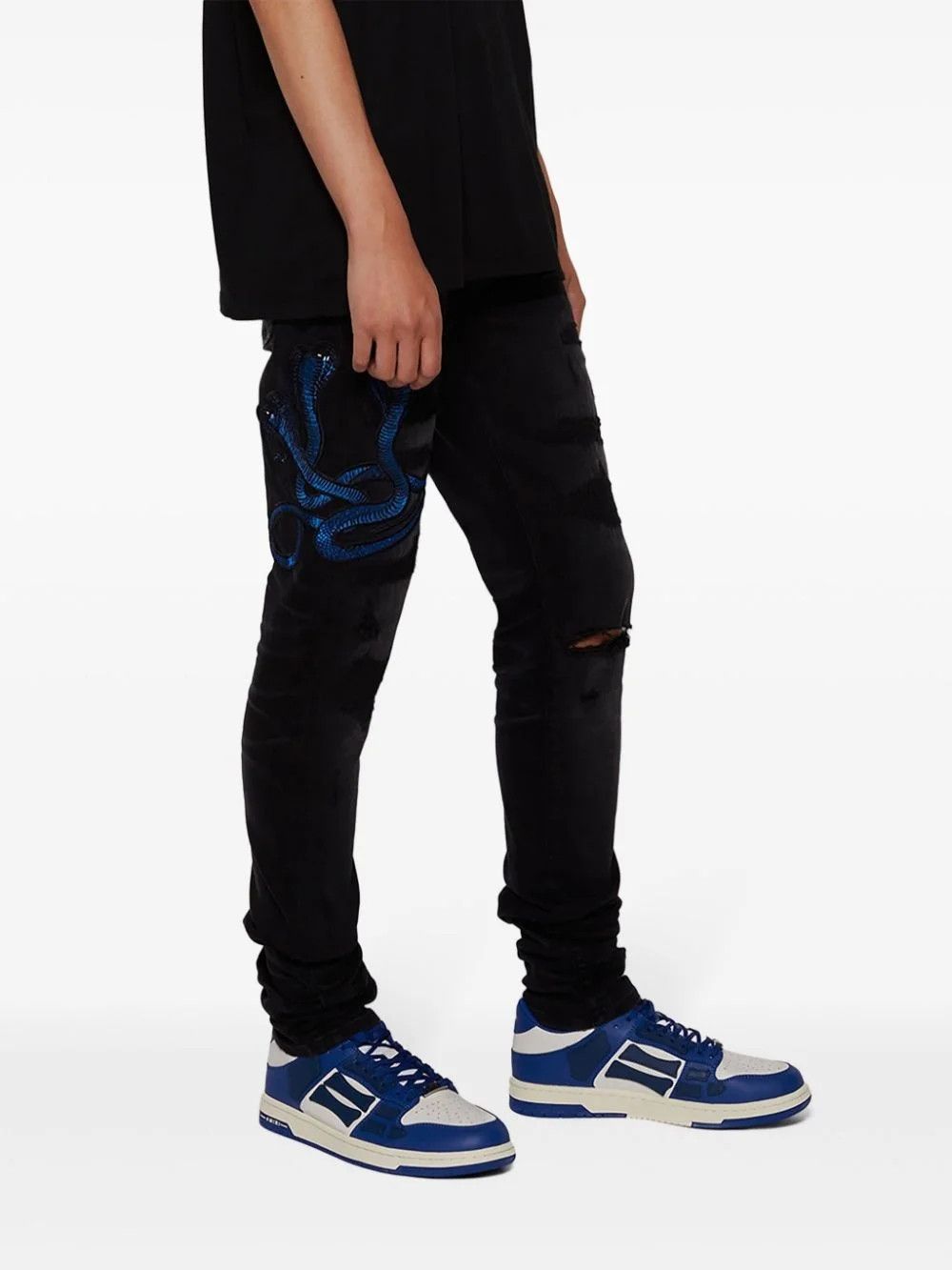 Amiri os11x0326 Skelton Low-Top Sneakers in Blue/White Size US 9 / EU 42 - 4 Thumbnail
