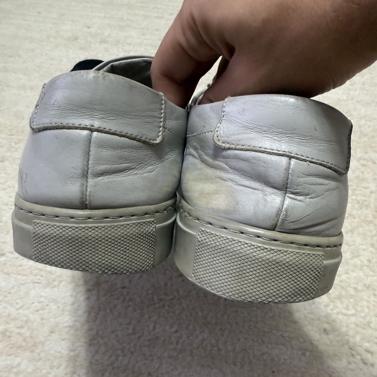 Common Projects Common Projects 1528 Achilles Low Top Grey Leather Sneakers Size US 12 / EU 45 - 10 Thumbnail