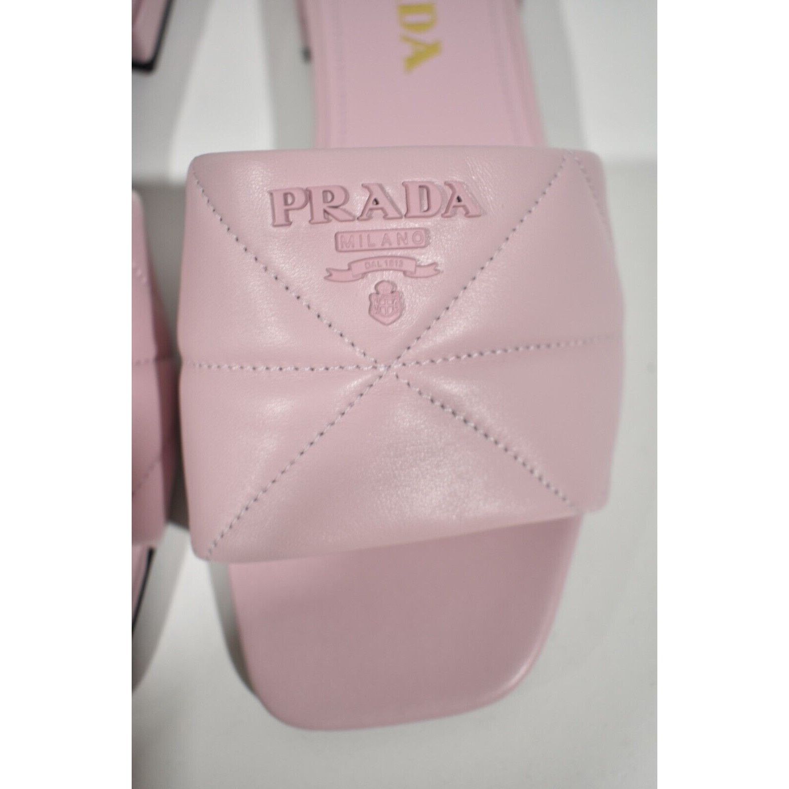 Prada Prada Alabastro Pink Quilted Nappa Leather Logo Slide Size US 6 / IT 36 - 6 Thumbnail