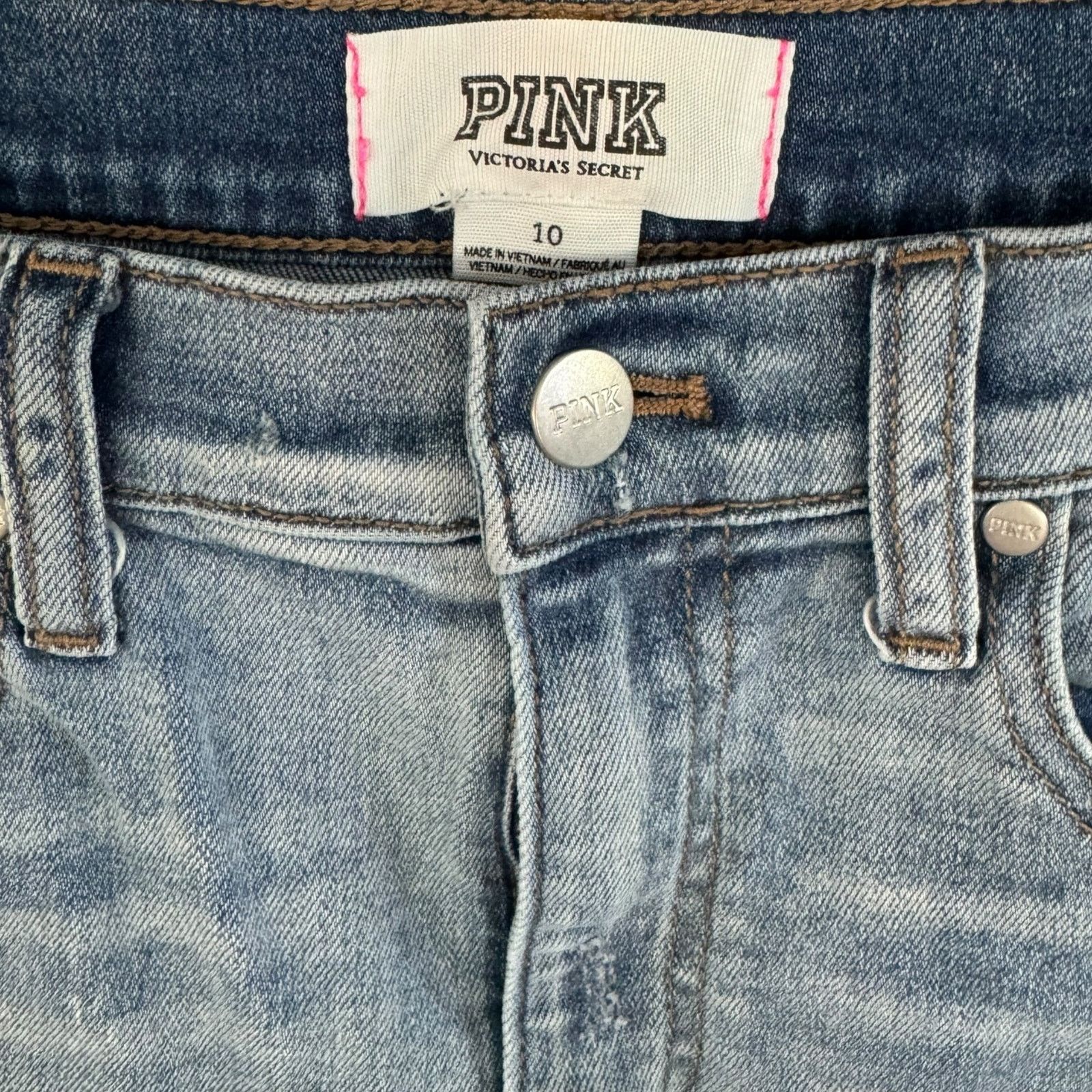 Pink VS PINK Distressed High Waisted Cutoff Faded Jean Shorts 10 Size 32" / US 10 / IT 46 - 3 Thumbnail