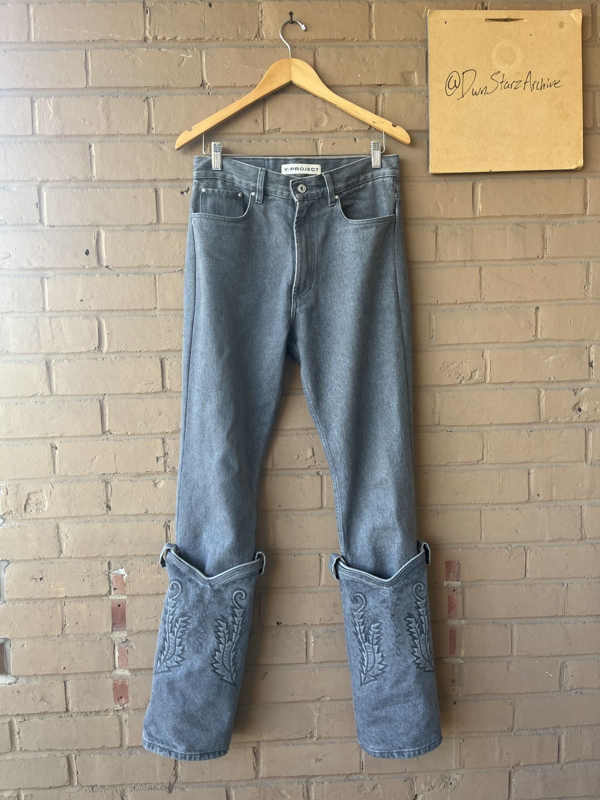 Y/Project Y/project Evergreen Grey Cowboy Cuff Jeans | Grailed