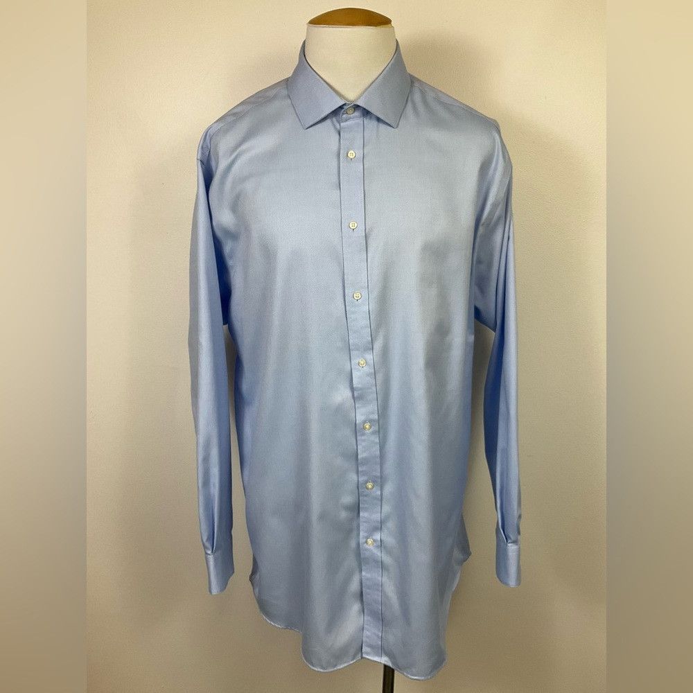 Joseph Abboud JOSEPH ABOUD Light Blue Dress Shirt Wrinkle Resistant Size US XL / EU 56 / 4 - 1 Thumbnail