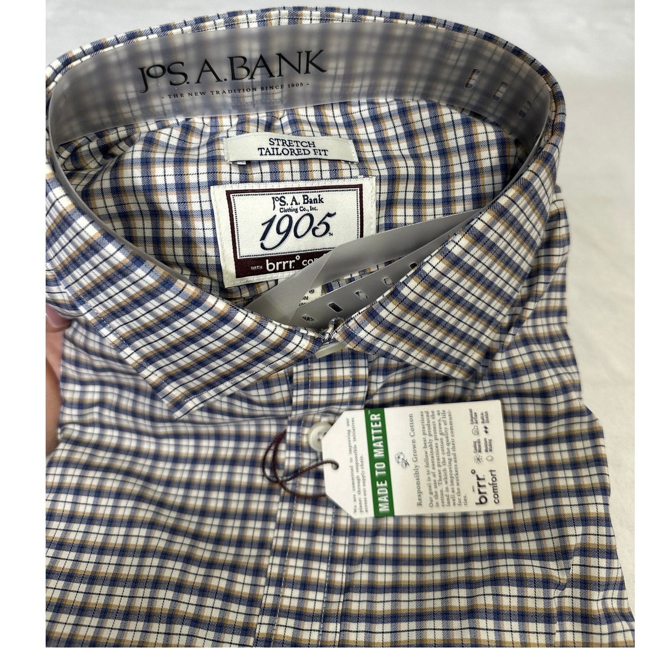 Jos. A. Bank Jos A Bank 1905 brrr Tailored Fit Blue Plaid Shirt Medium Size US M / EU 48-50 / 2 - 2 Thumbnail
