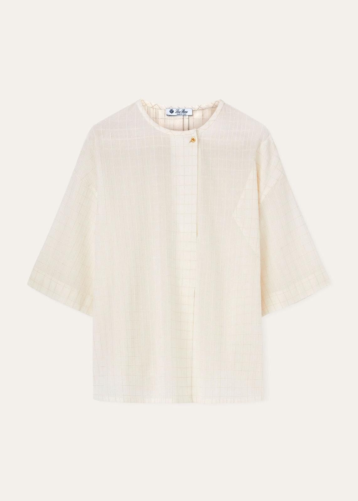 Loro Piana o1srvl11e0725 FAO0398 Adriana Cotton Blend Shirt in White Size M / US 6-8 / IT 42-44 - 1 Thumbnail
