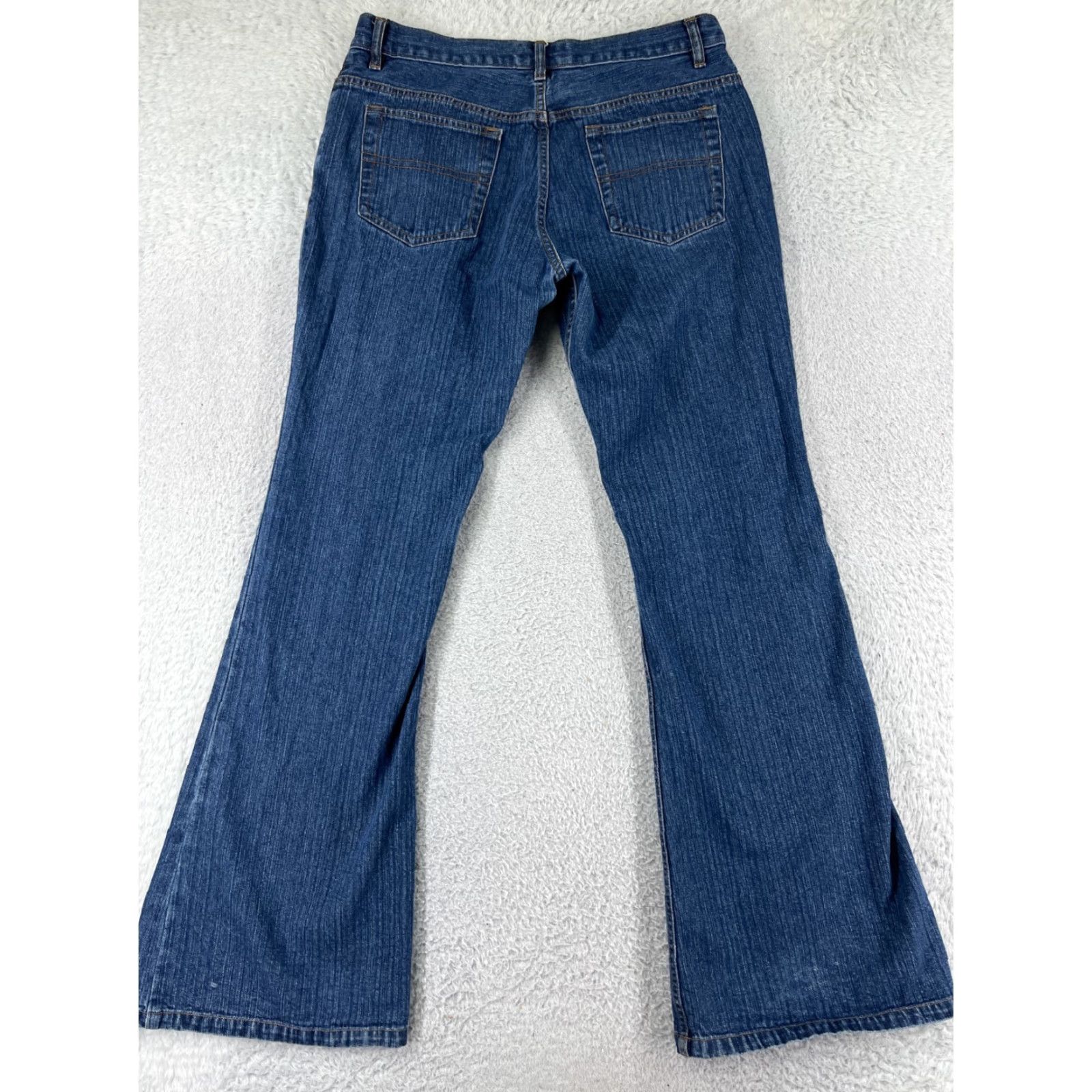 Denime SaltWorks Jeans Women Flared 32 Blue Denim Medium Rise Cotton Inseam 31 5-Pocket Distressed Size 24" / US 00 / IT 34 - 2 Thumbnail