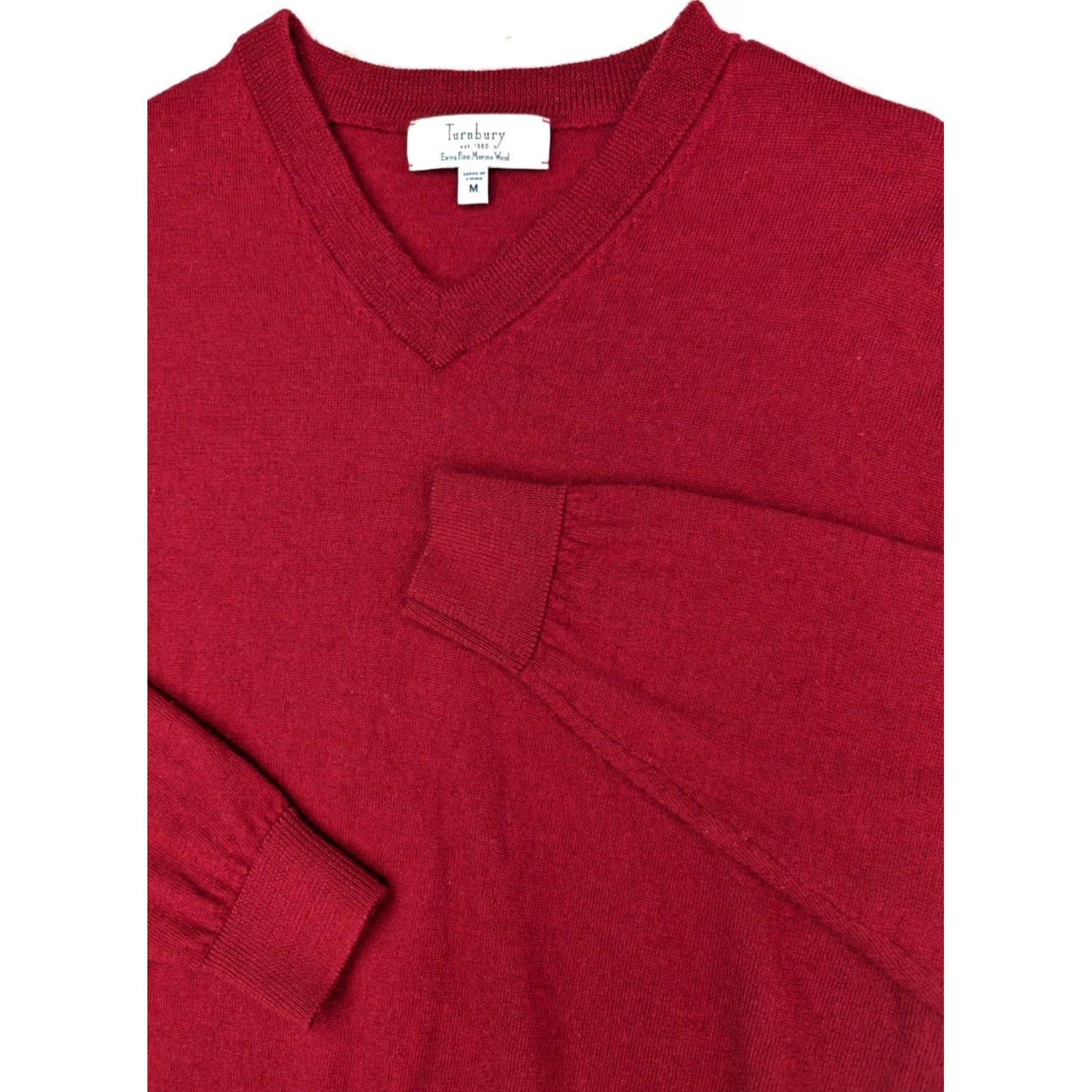 Vintage Turnbury Merino Wool Long Sleeve V-Neck Pullover Sweater Men M Cranberry Red Size US M / EU 48-50 / 2 - 2 Thumbnail