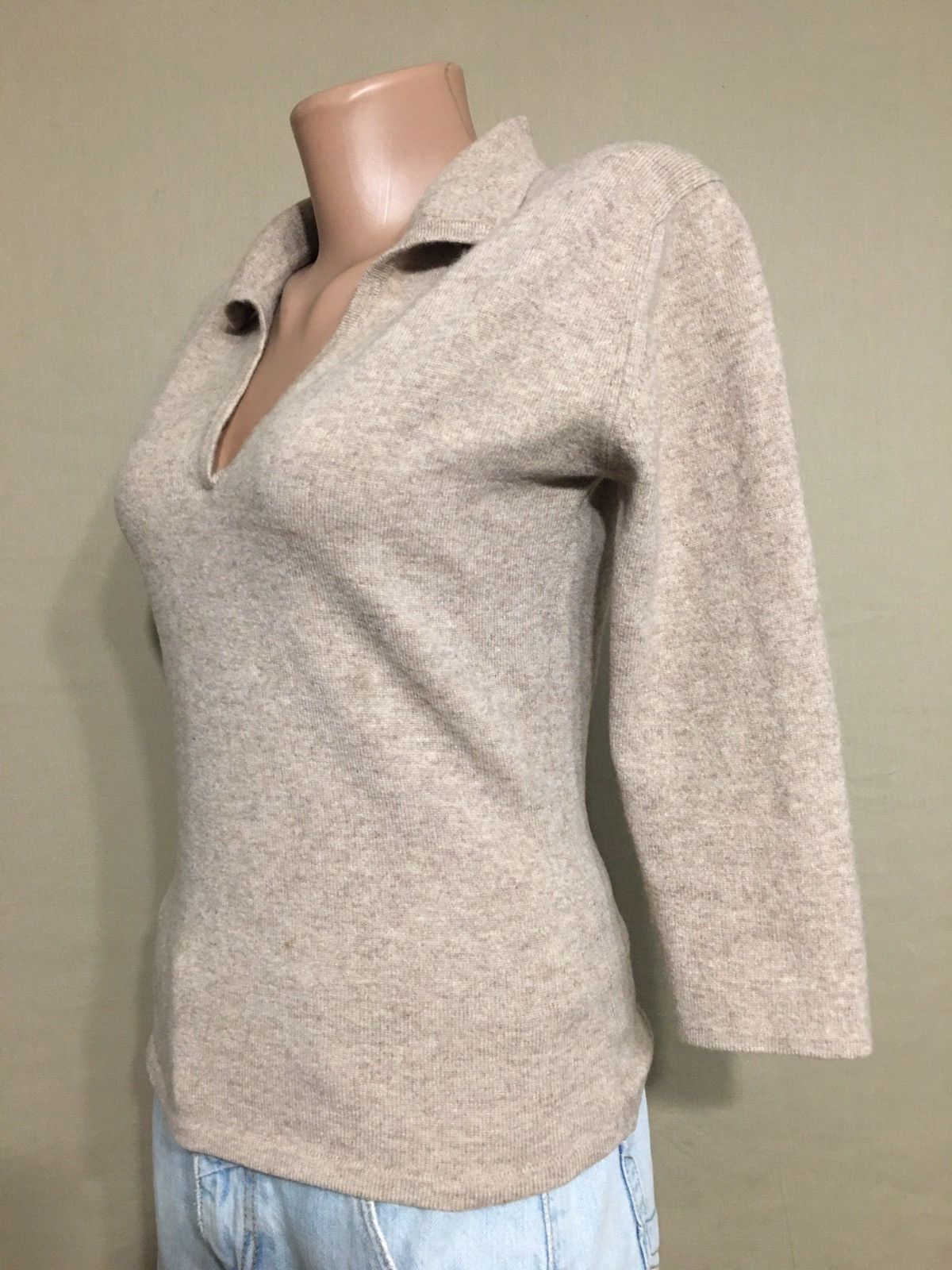 Designer BRORA Scottish Cashmere Beige Jumper Sweater Size S / US 4 / IT 40 - 2 Thumbnail