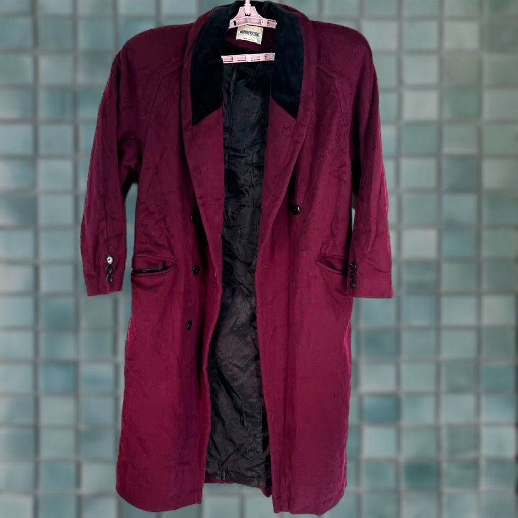 Vintage VINTAGE Donny Brook Wool Blend Pea Coat Faux Fur Trim Long Size 8 Maroon Classic Womens Size M / US 6-8 / IT 42-44 - 1 Thumbnail