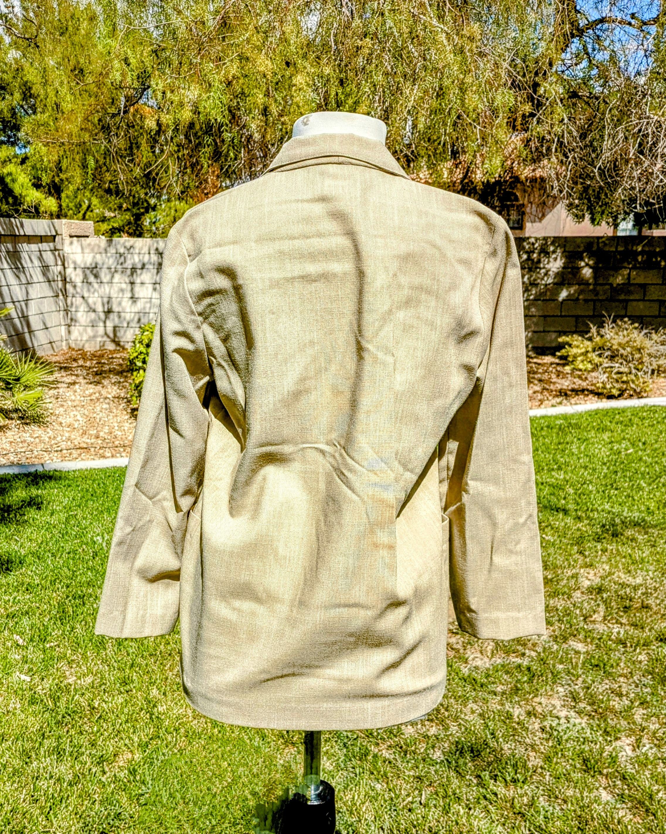 Designer VTG 1980's Briggs Petite Desert Tan Linen Jacket Pant Suit Size XS / US 0-2 / IT 36-38 - 5 Thumbnail