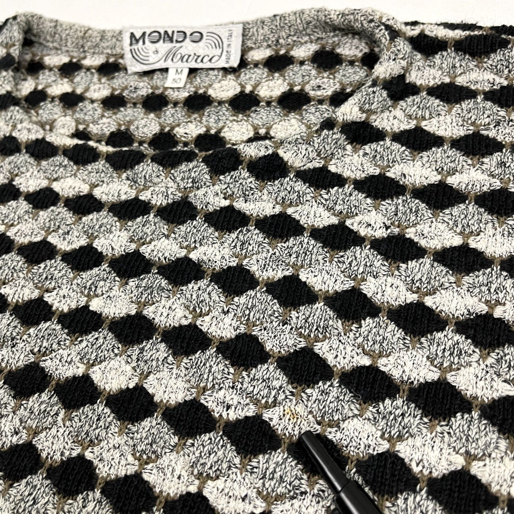 Vintage VINTAGE Mondo Di Marco Sweater Mens M Black Gray Geometric Grandpa Crewneck Jumper 90s Mens Size US M / EU 48-50 / 2 - 7 Thumbnail
