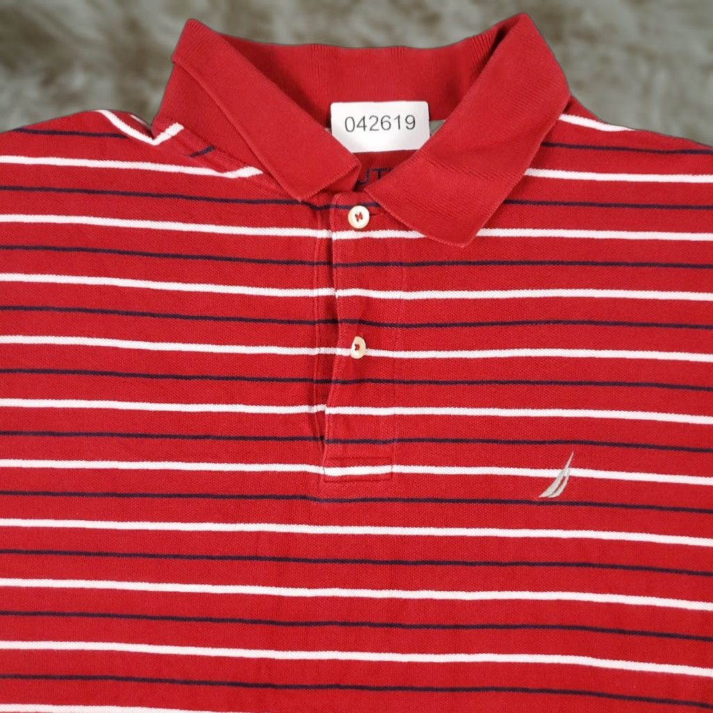 Nautica VINTAGE Nautica Polo Shirt Mens Large Red Striped Short Sleeve Casual Adult Polo Red Striped Nautica Mens L Red Size US L / EU 52-54 / 3 - 1 Thumbnail