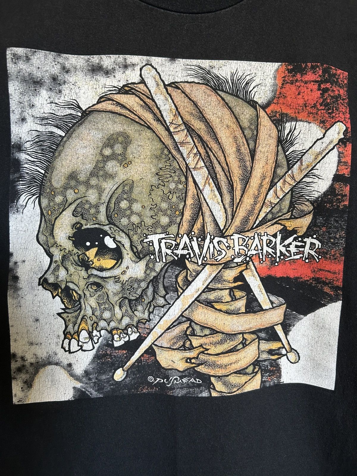 Band Tees × Famous Stars And Straps × Vintage RARE Travis Barker Pushead Famous stars & Straps T-shirt Size US L / EU 52-54 / 3 - 5 Thumbnail