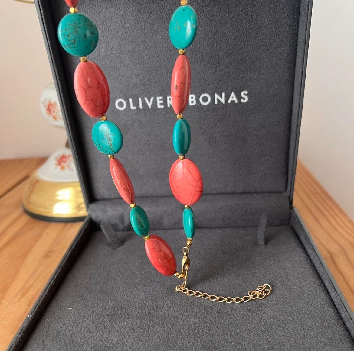Vintage Vintage OldMoney Turquoise, Coral and Gold Plated Necklace Size ONE SIZE - 3 Thumbnail