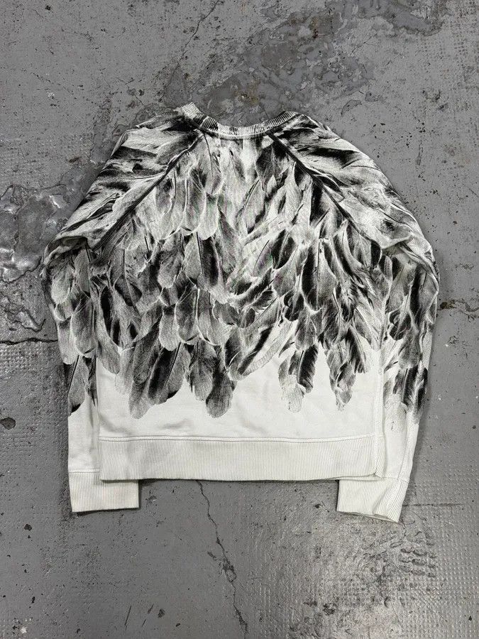 Diesel 2000s Diesel White & Grey Feather Print Sweater Size XS / US 0-2 / IT 36-38 - 4 Thumbnail