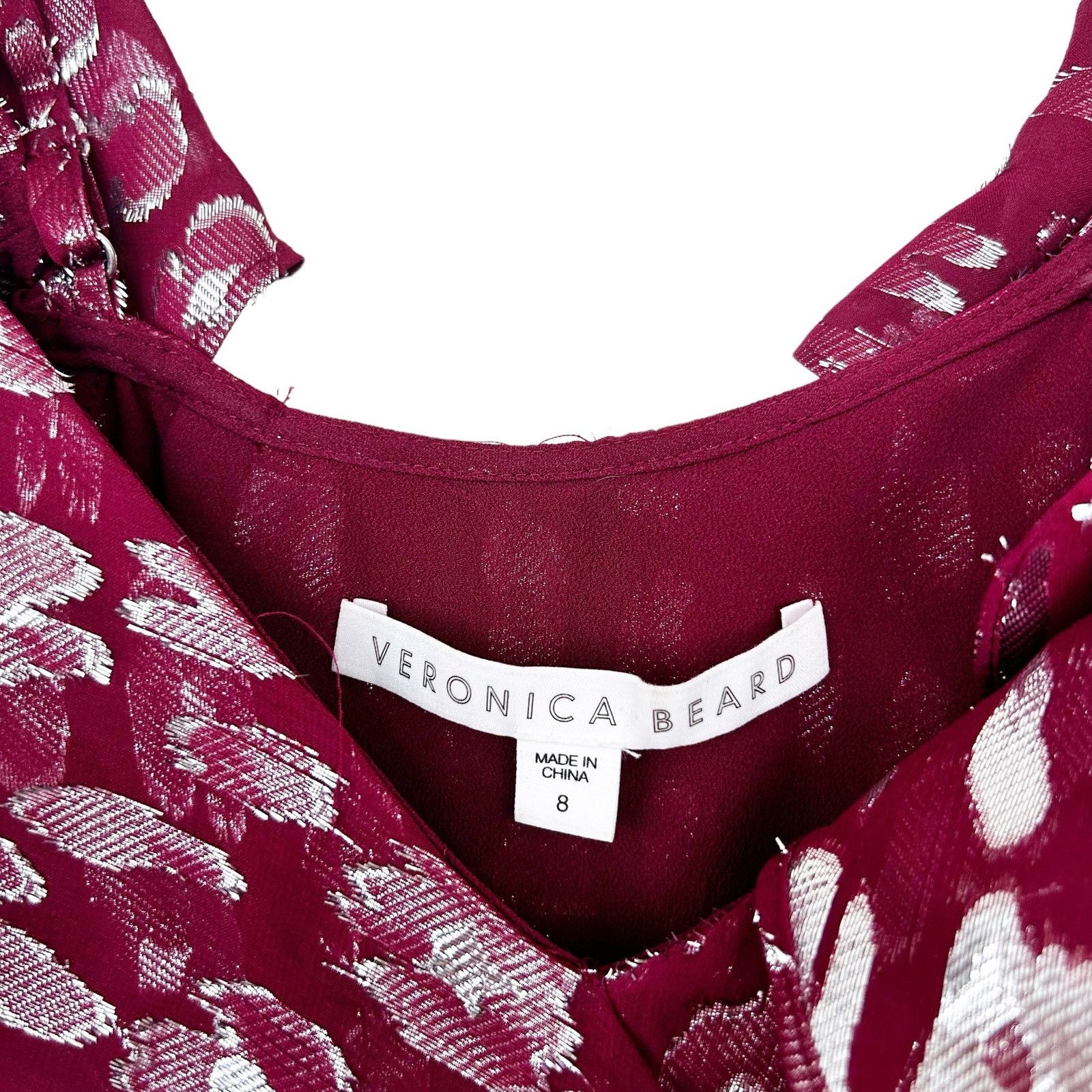 Veronica Beard Veronica Beard Benton Maroon Silk Metallic Blouse Sz 8 Size M / US 6-8 / IT 42-44 - 2 Thumbnail