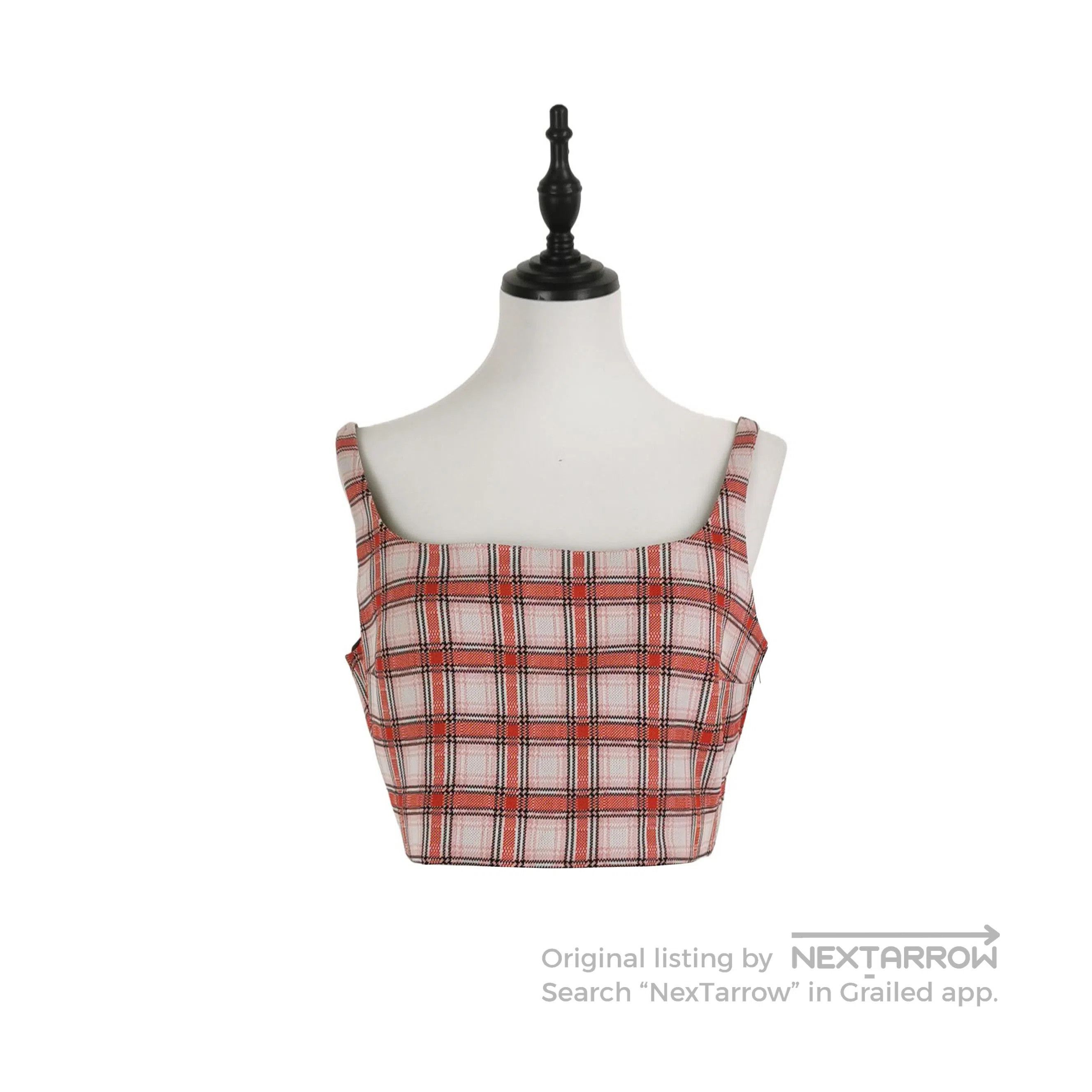 Prada Checkered Crop Top in Vibrant Colors .