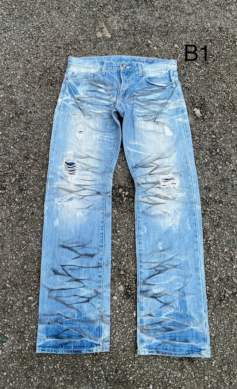 Japanese Brand VINTAGE URBAN BLEACH COLOUR DISTRESSED DENIM Size US 33 - 2 Thumbnail