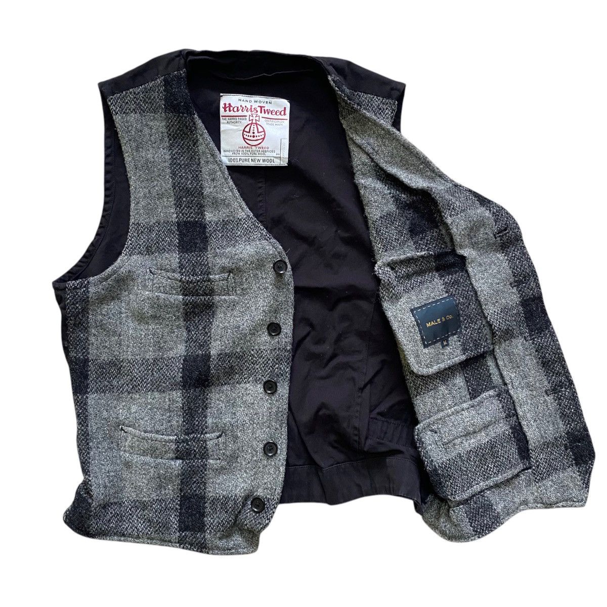 Harris Tweed × Japanese Brand × Vintage 💥HARRIS TWEED MALE & Co STYLE BUTTONS VEST Size US M / EU 48-50 / 2 - 5 Thumbnail
