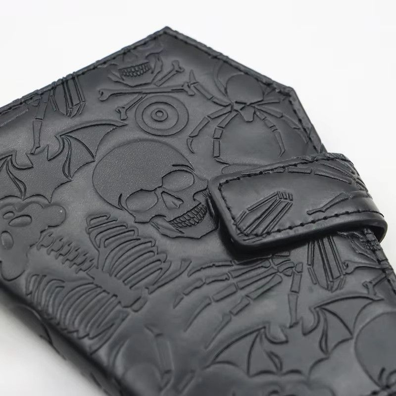 Japanese Brand Dark Spooky Goth Vintage Embossed Skull Coffin Wallet Size ONE SIZE - 4 Thumbnail