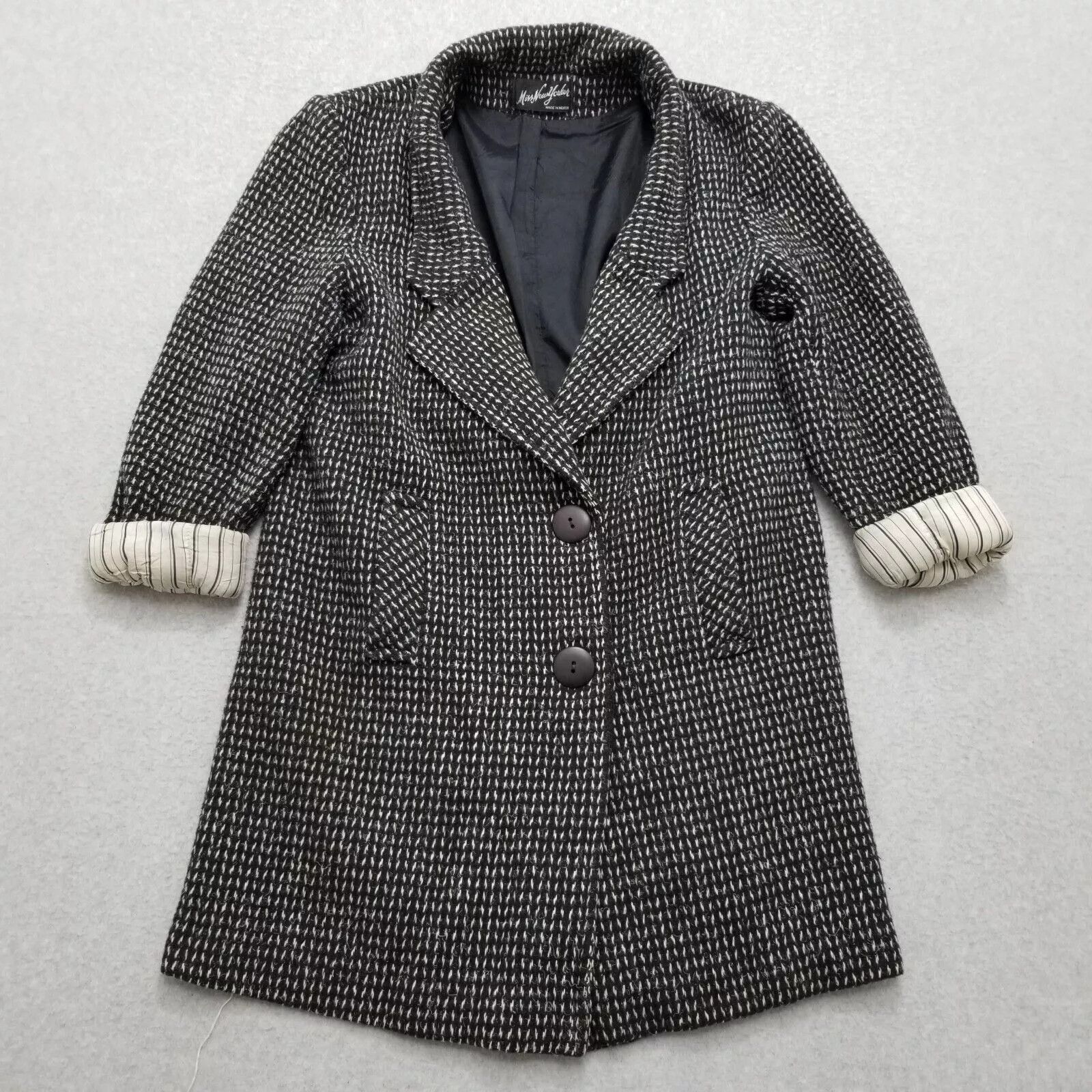 Other Miss New Yorker Coat Womens Large Black Wool Blend Pockets Size L / US 10 / IT 46 - 1 Thumbnail