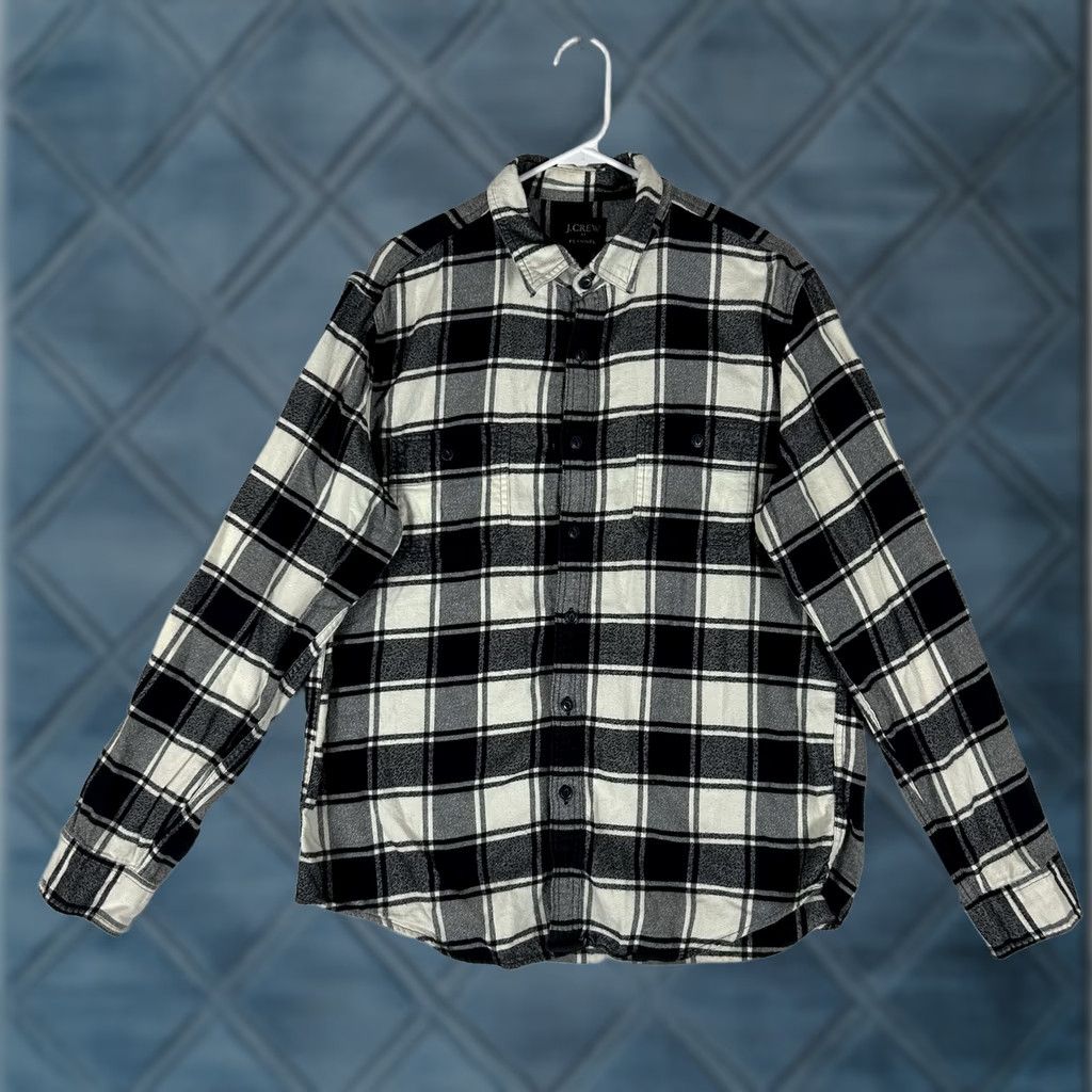 J.Crew J.Crew Mens Long Sleeve Flannel Shirt Gray Plaid Button Up Casual Preppy N/A Size US L / EU 52-54 / 3 - 1 Thumbnail
