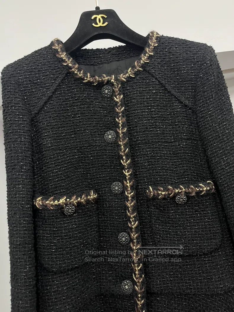 diy white and gold dresser Chanel 07P Black Sequin Flare Dress with Gold Chains main image 1