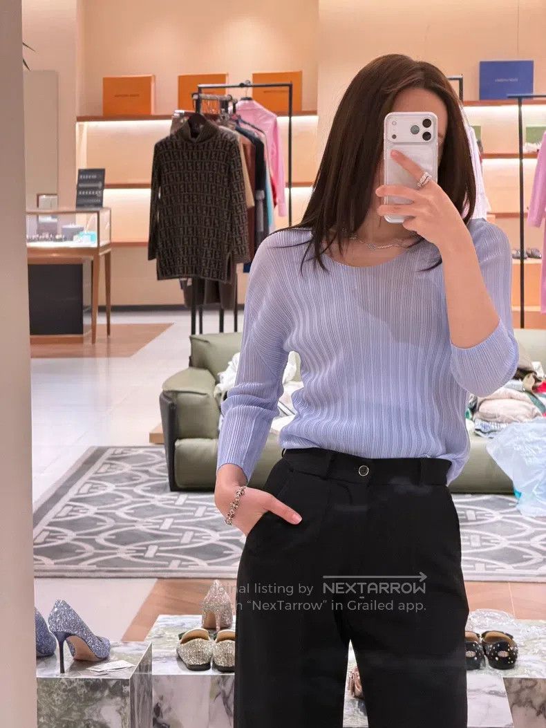 Issey Miyake Issey Miyake Blue Long Sleeve Top Size XXL / US 16-18 / IT 52-54 - 7 Thumbnail