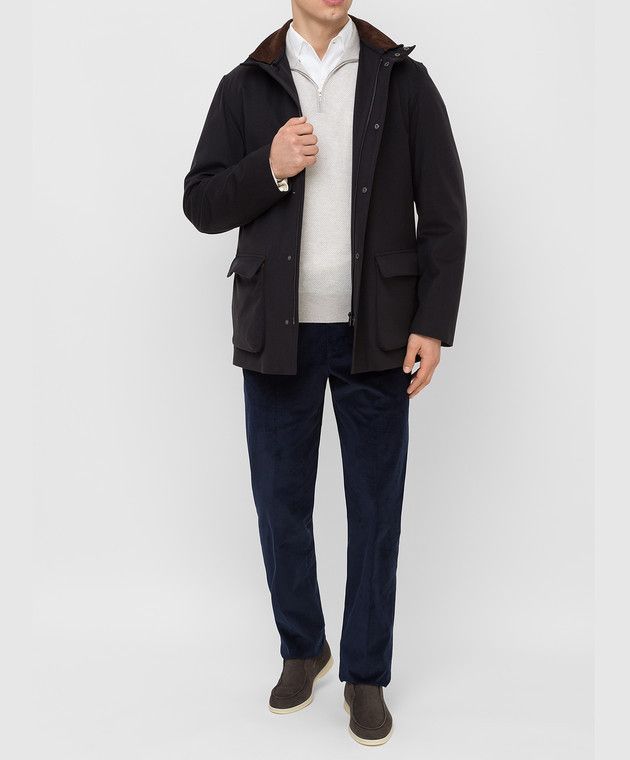 Loro Piana o1srvl11e0526 FAG3180 Winter Voyager Over Coat in Black Size US M / EU 48-50 / 2 - 2 Thumbnail