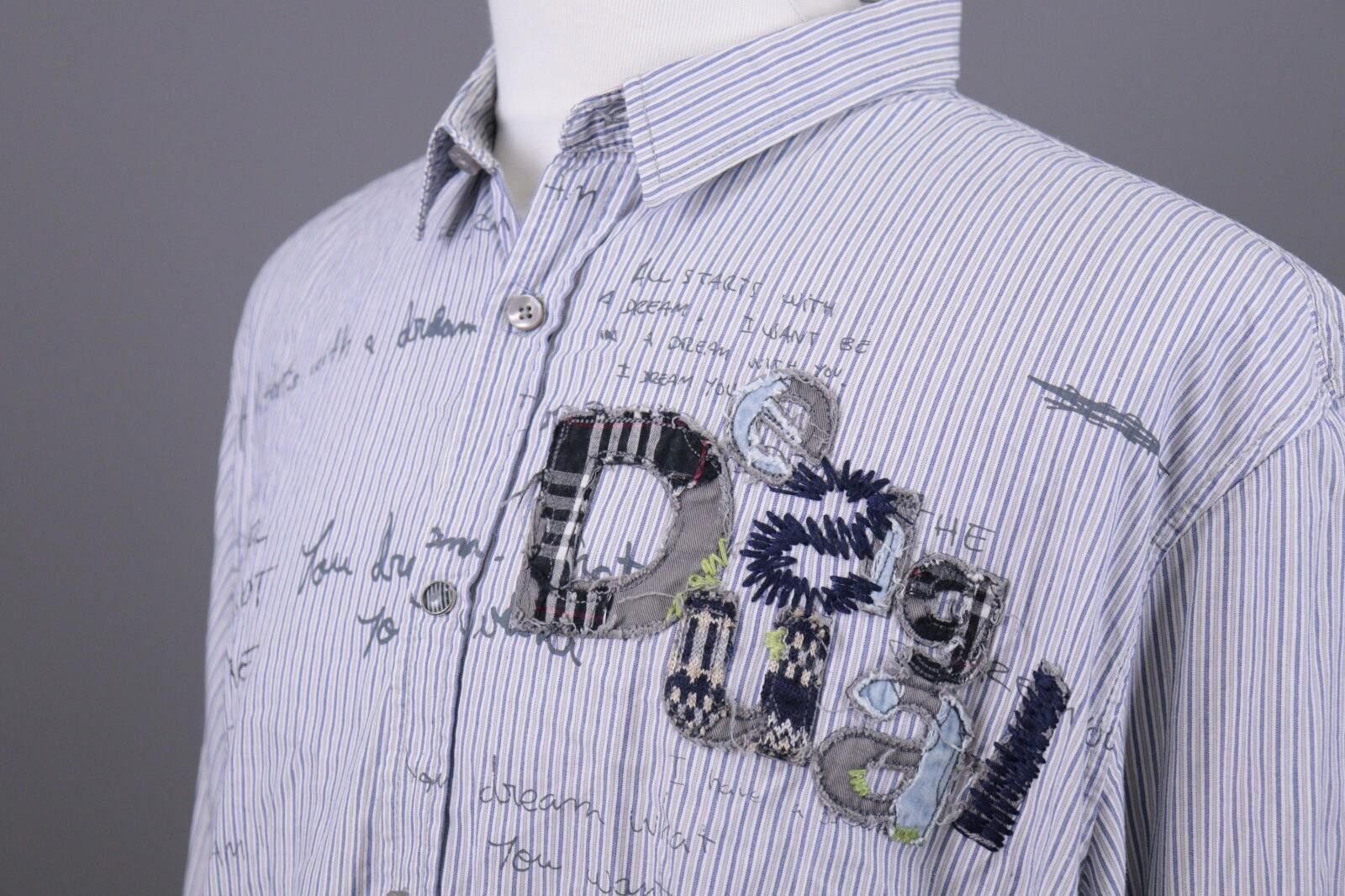 Desigual Desigual Regular Fit Blue Pinstripe Printed Shirt Sz XXL Size US XL / EU 56 / 4 - 9 Thumbnail