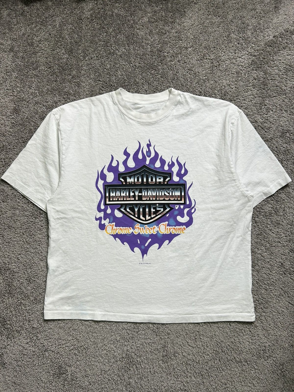 Harley Davidson Vintage 90s Harley Chrome Sweet Chrome Tee Flames