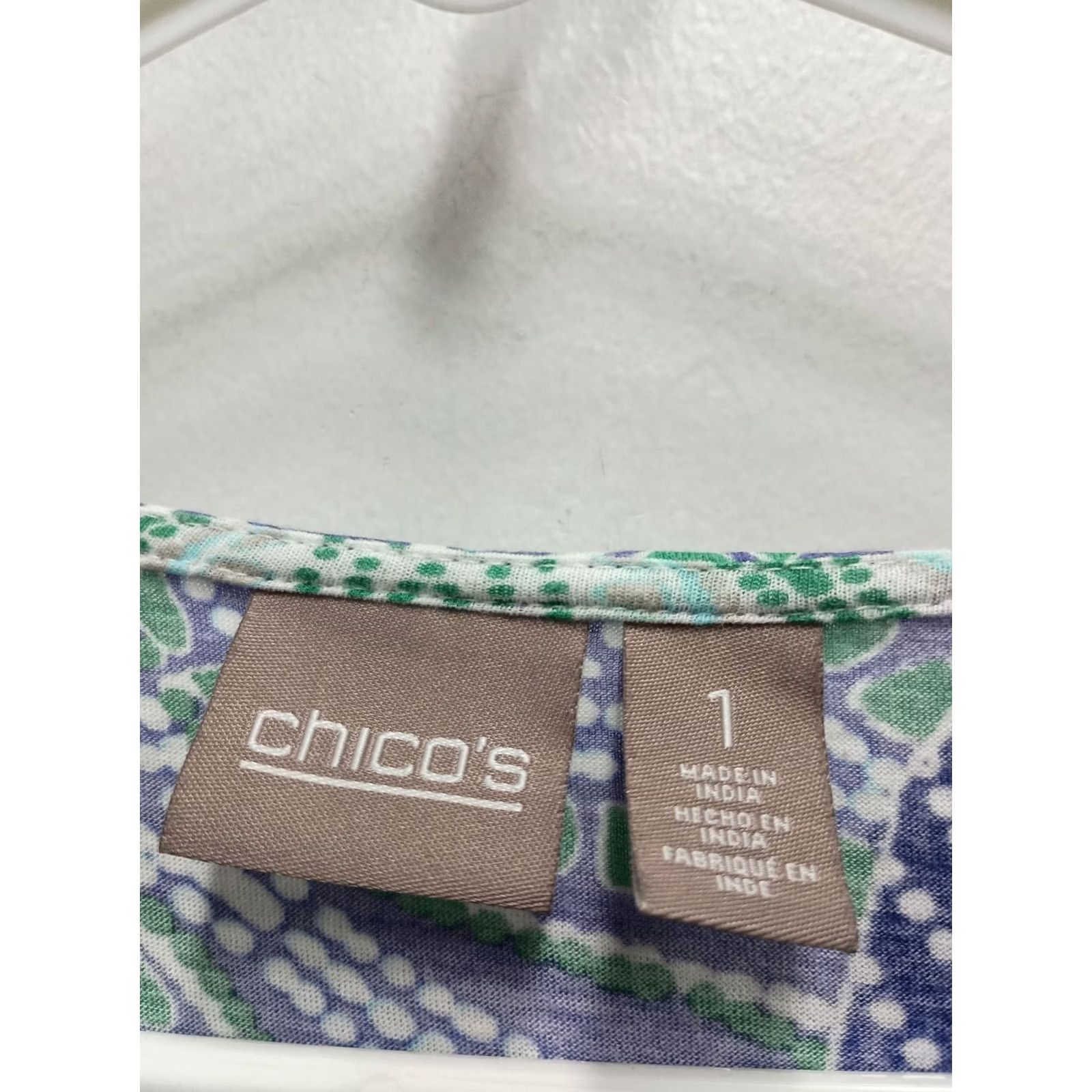 Vintage Chicos Womens Wearable Art Top Medium Blue Abstract 3/4 Sleeve Pullover Casual Shirt Womens Art Top 3/4 Sleeve Blue Pullover Casual Chico's Size M / US 6-8 / IT 42-44 - 3 Thumbnail