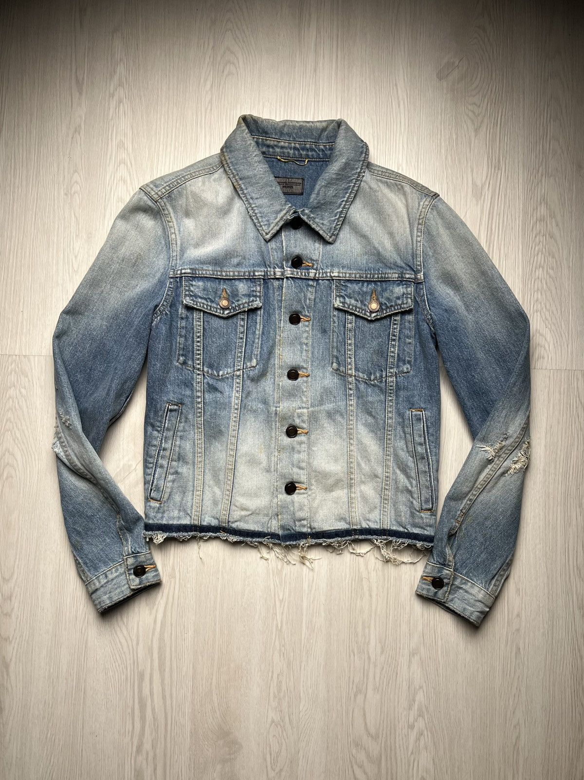 Saint Laurent Paris Saint Laurent Hedi Slimane Era Raw Hem Denim Jacket Size US XS / EU 42 / 0 - 1 Thumbnail
