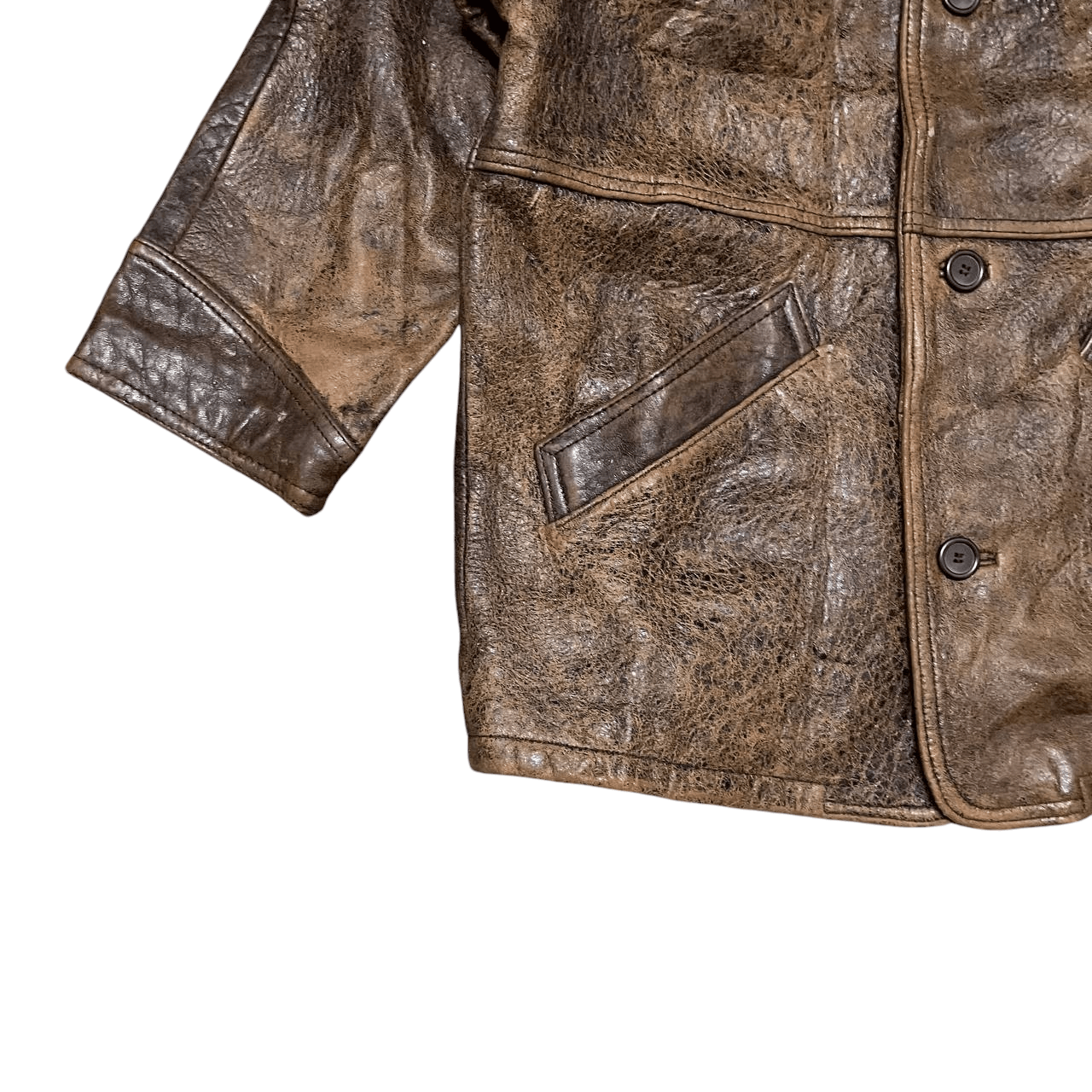 Japanese Brand Vintage Wind Armor Button Leather Jacket Size US S / EU 44-46 / 1 - 3 Thumbnail