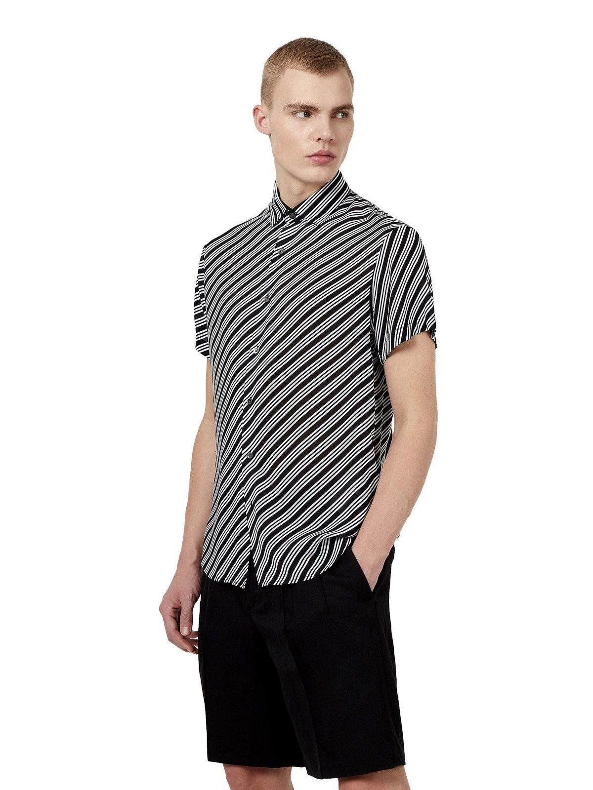 Emporio Armani Emporio Armani Striped Short Sleeve Shirt M/L Over Fit Size US M / EU 48-50 / 2 - 1 Thumbnail