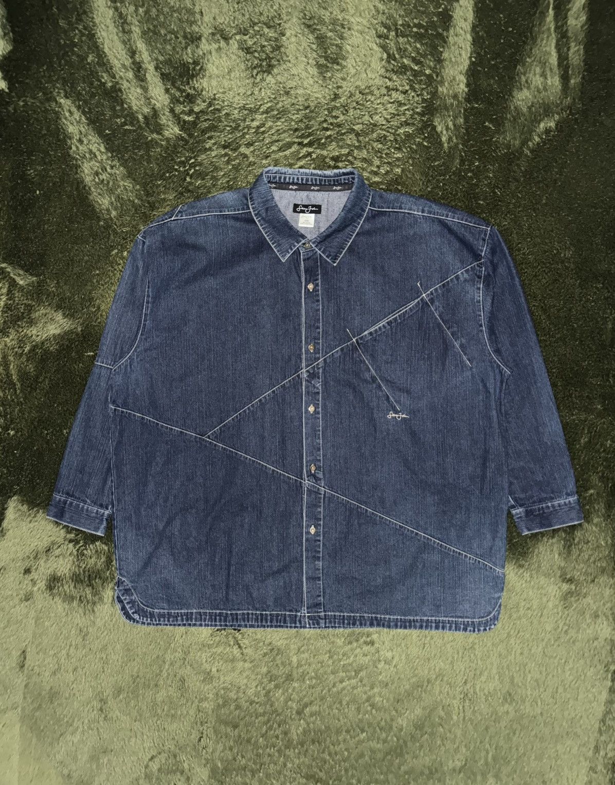 Sean John [5XL] Sean John Panel Cut Denim Shirt Size US XXL / EU 58 / 5 - 1 Thumbnail