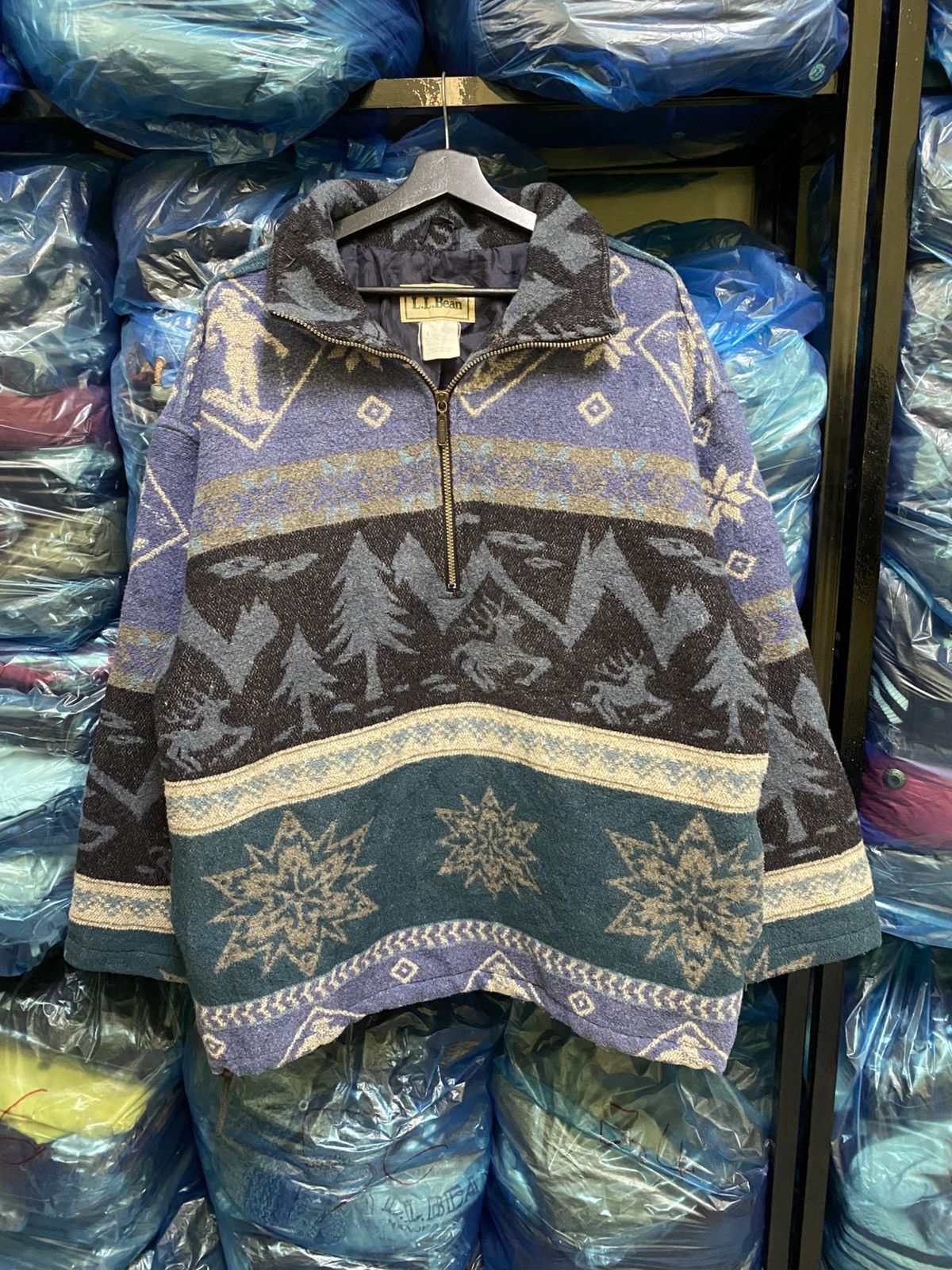 L.L. Bean Vintage L.L. Bean 90s Unisex Nordic Pattern Fleece Pullover Size US M / EU 48-50 / 2 - 3 Thumbnail