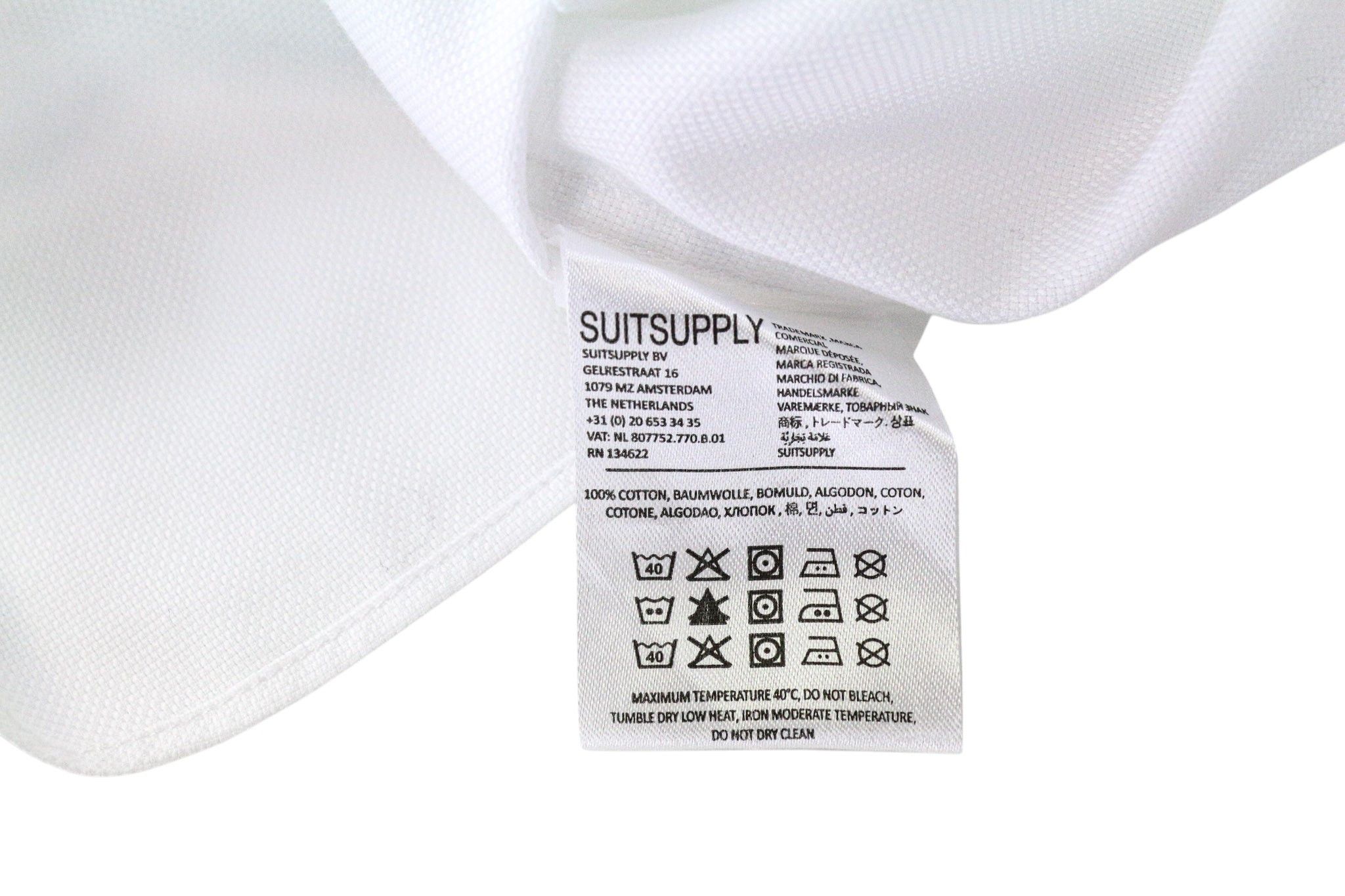 Suitsupply TRAVELLER 38/15 Slim Cotton White Long Sleeve Shirt 79481 Size US M / EU 48-50 / 2 - 6 Thumbnail