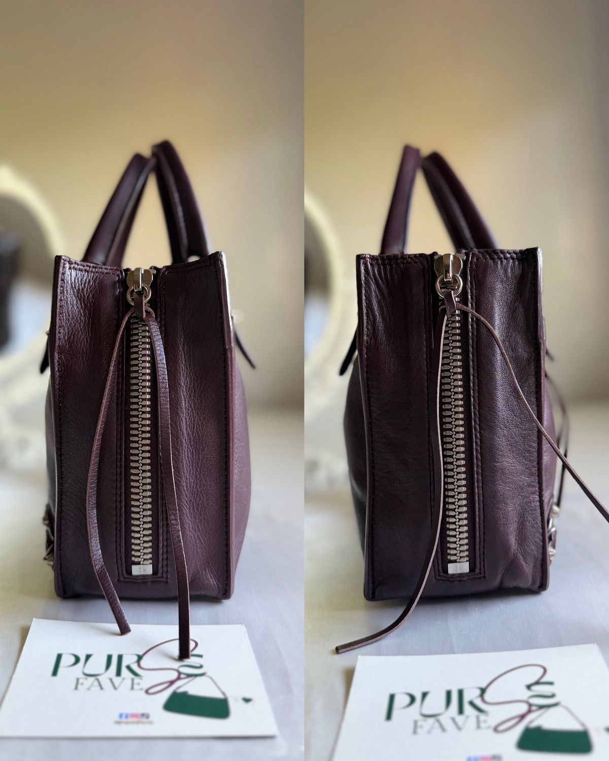 Balenciaga Authentic BALENCIAGA Mini Papier A4 Tote Burgundy Calfskin Size ONE SIZE - 10 Thumbnail